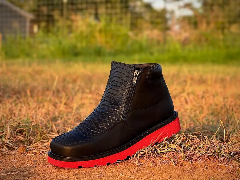 Men’s Black Python Cowboy Shoes With Ultra Light Sole