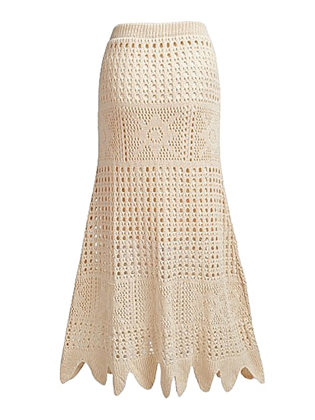 A-Line Bohemia Casual Plain Skirt With No Belt