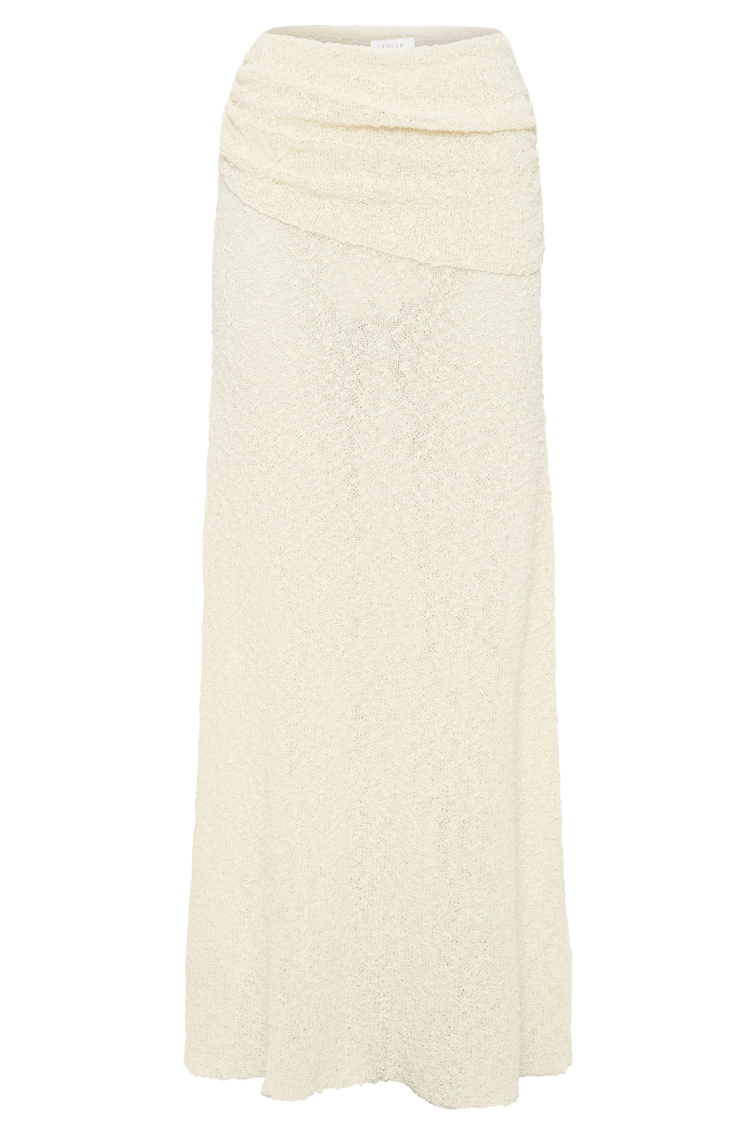 Ivory Ruched Knit Maxi Skirt
