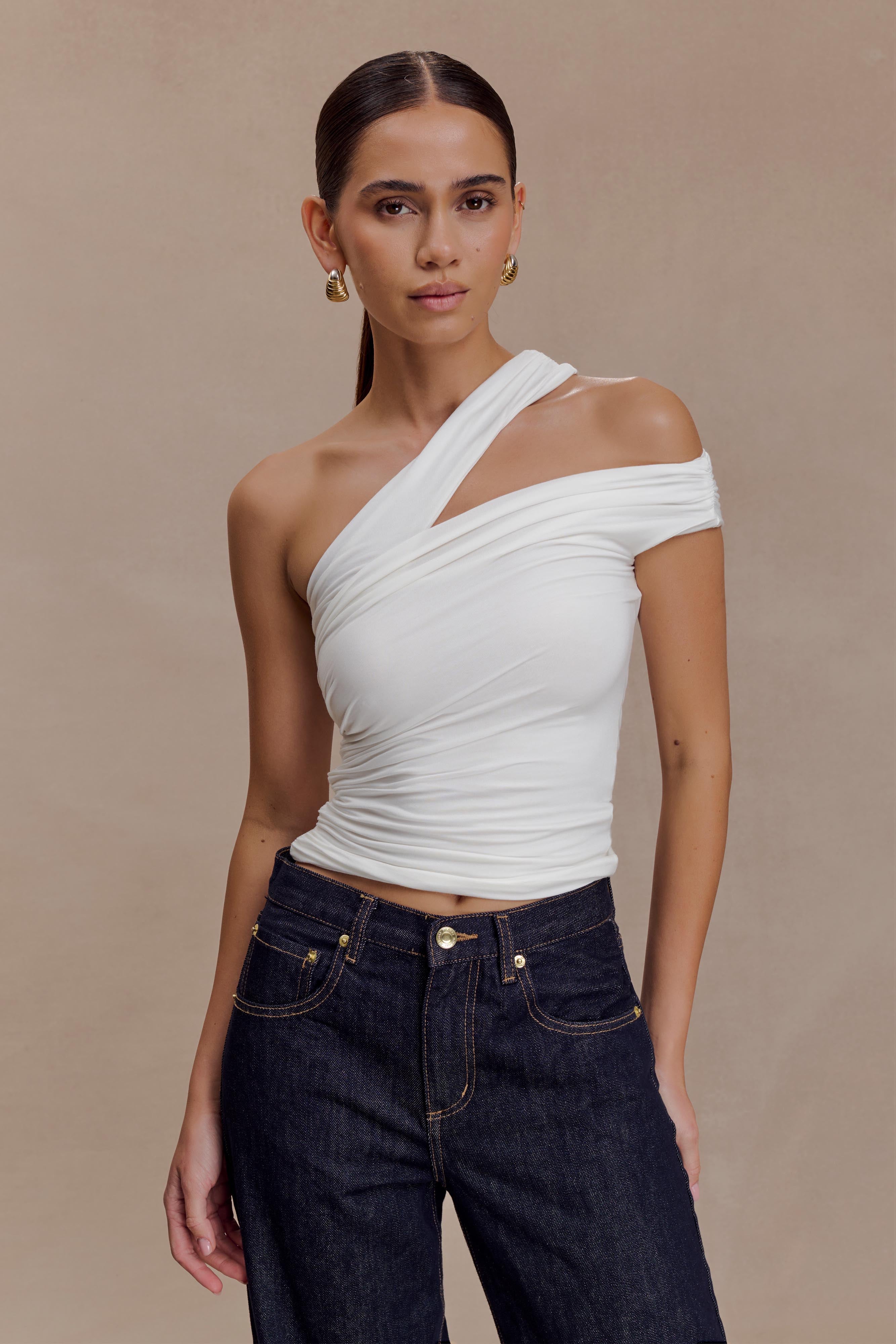 White One Shoulder Modal Top
