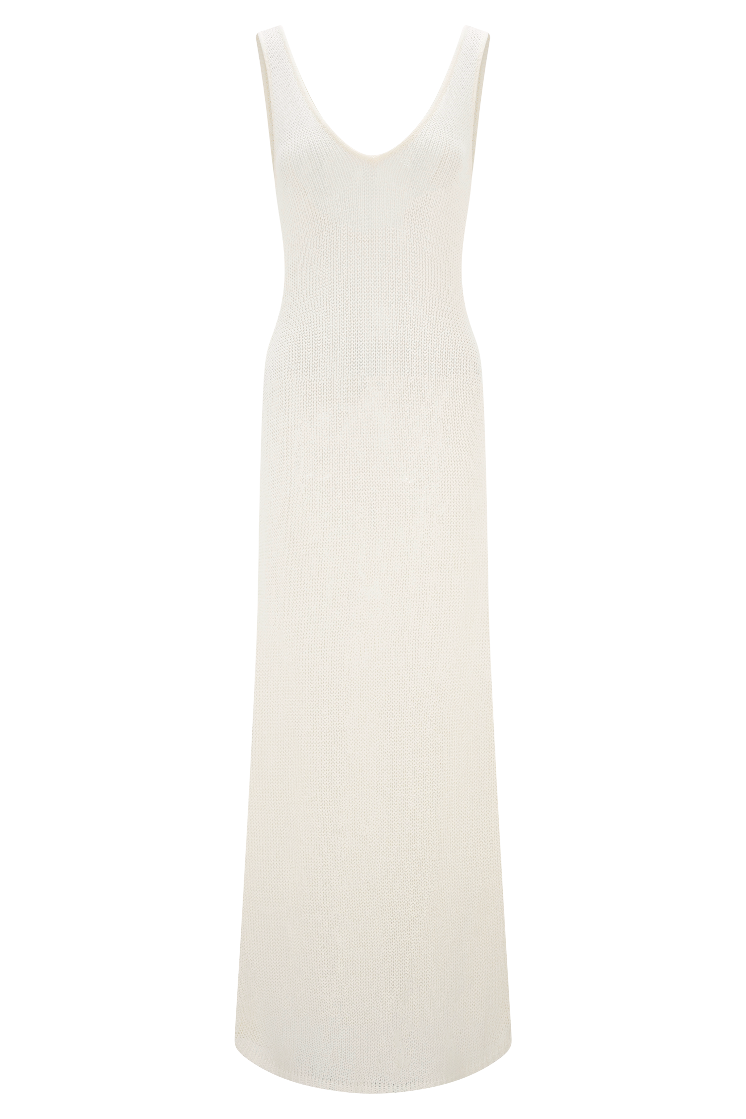 White Tape Yarn Knit Maxi Dress