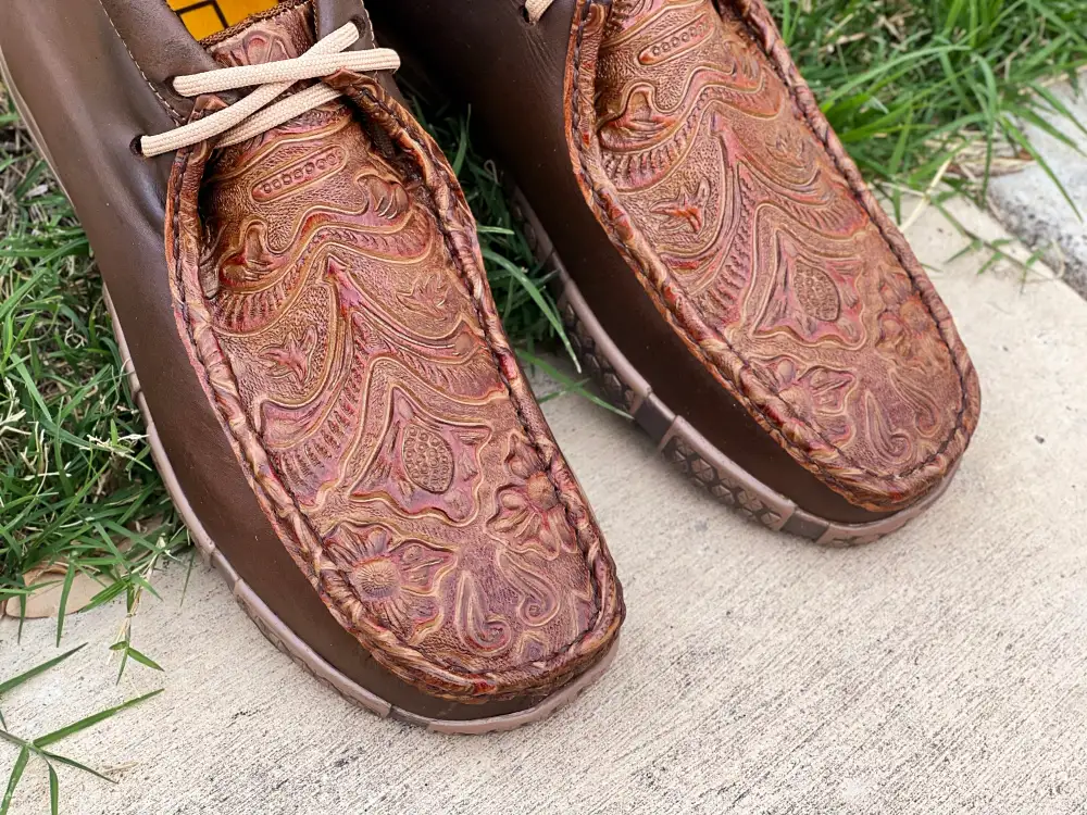Men’s Western Honey Hand-Tooled Shoes