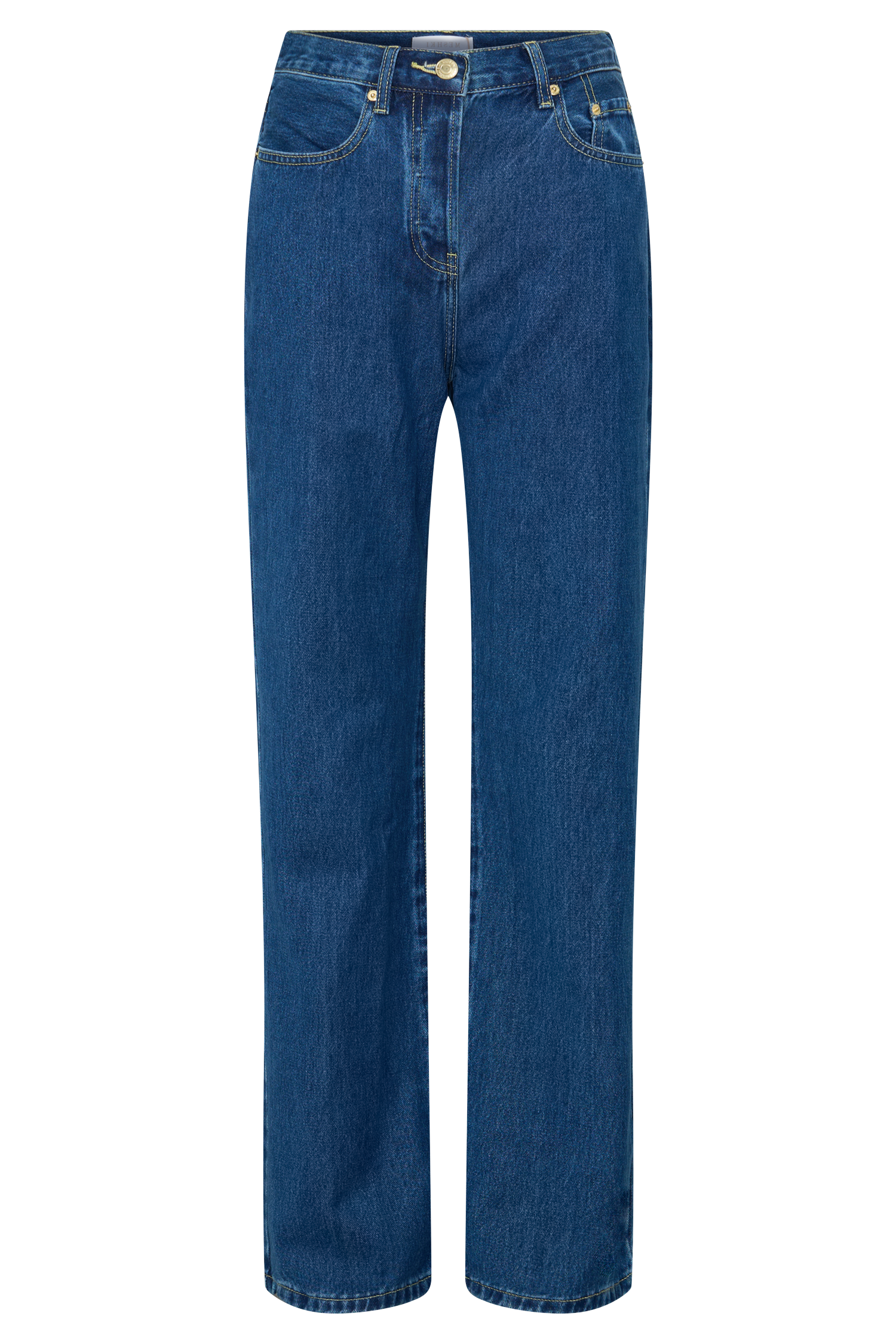 Blue High Waisted Straight Leg Jeans