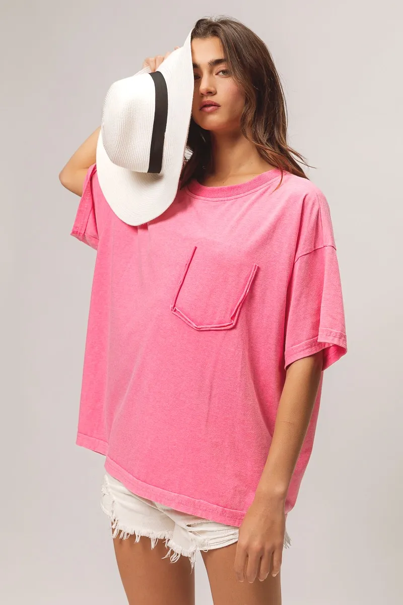 Washed Jersey Relaxed Fit Shorts Sleeves Top