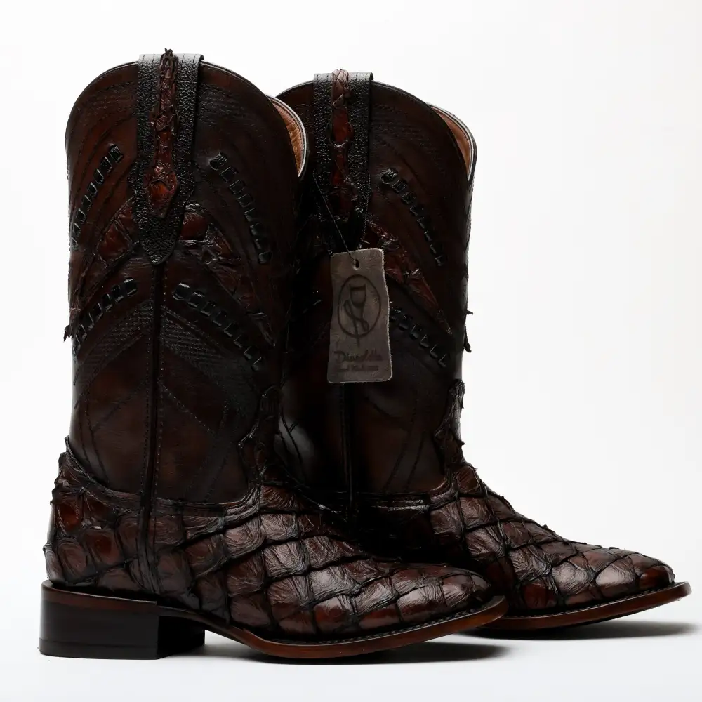 AUTHENTIC Brown Pirarucu Boots - Square Toe