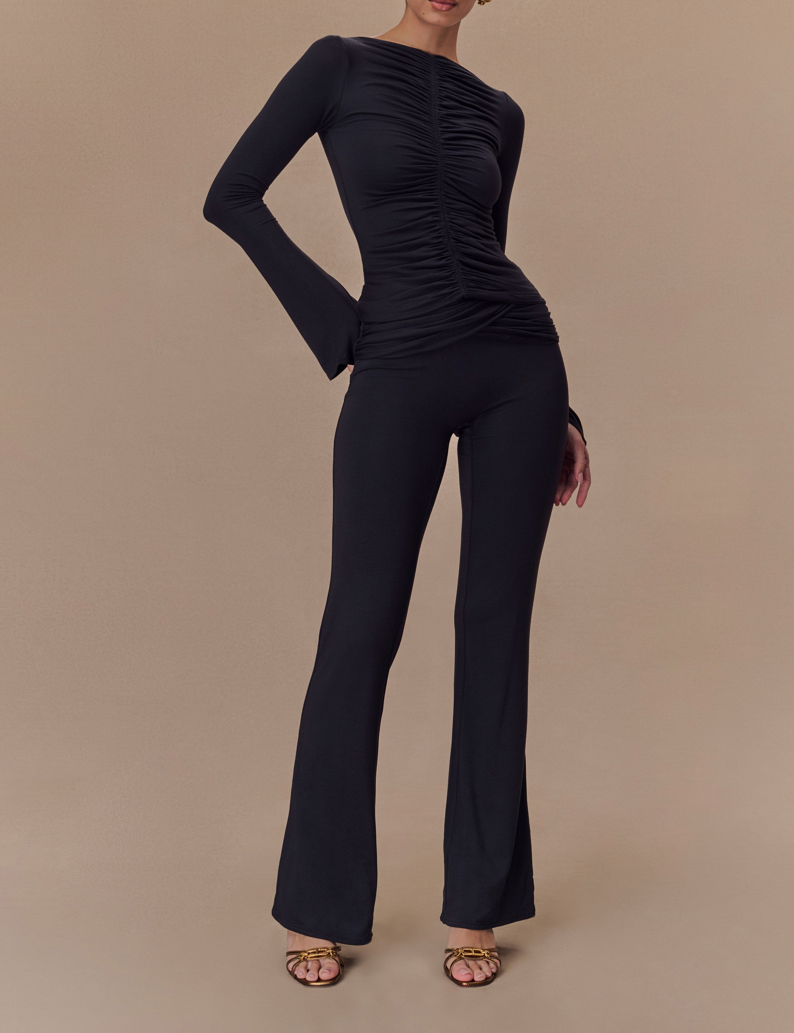 Black Modal Long Sleeve Top