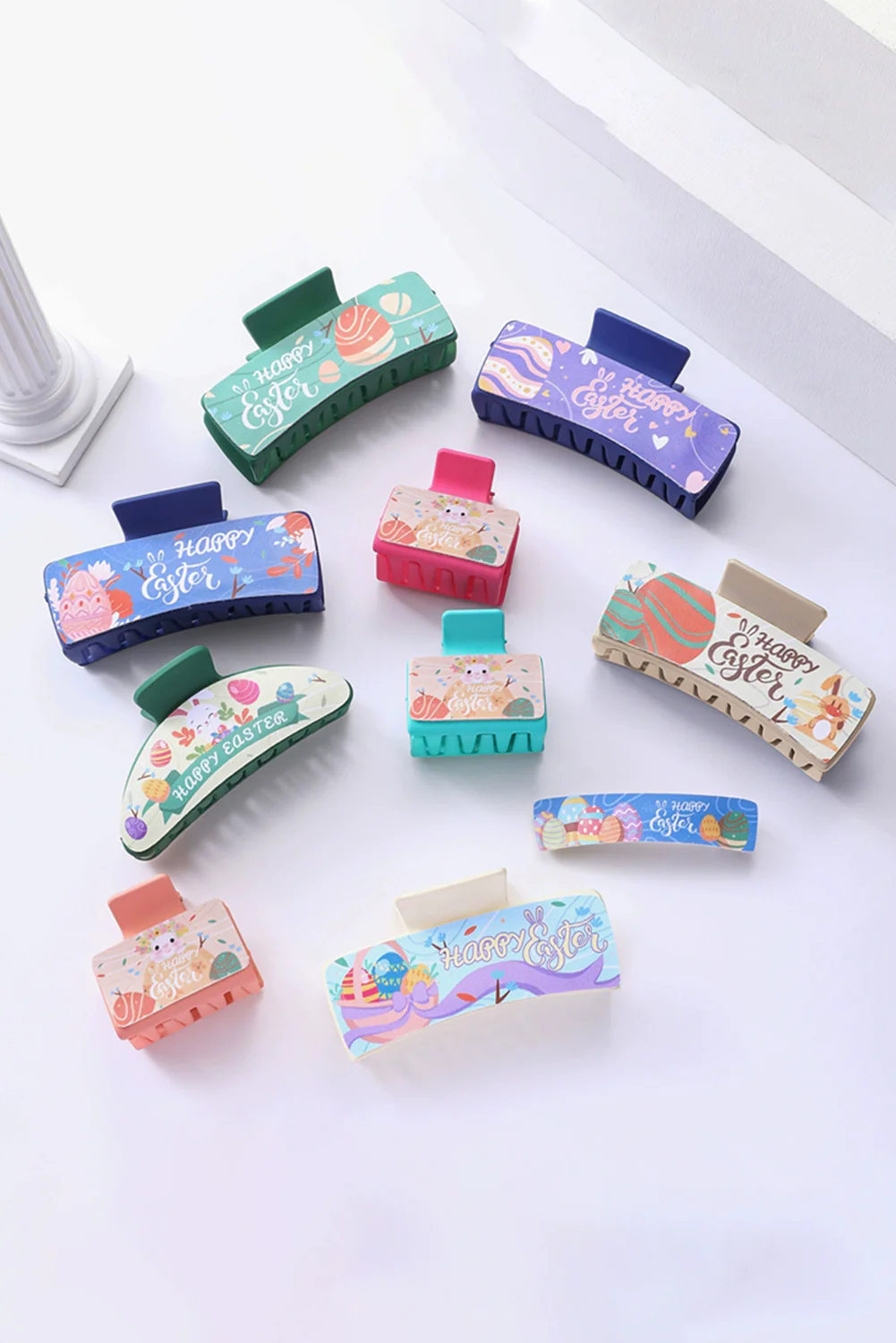 Lilac Happy Easter Print Large Hair Claw Clip