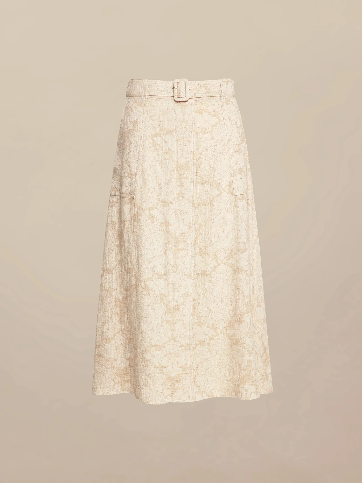 Cotton & Linen Jacquard A-Line Skirt