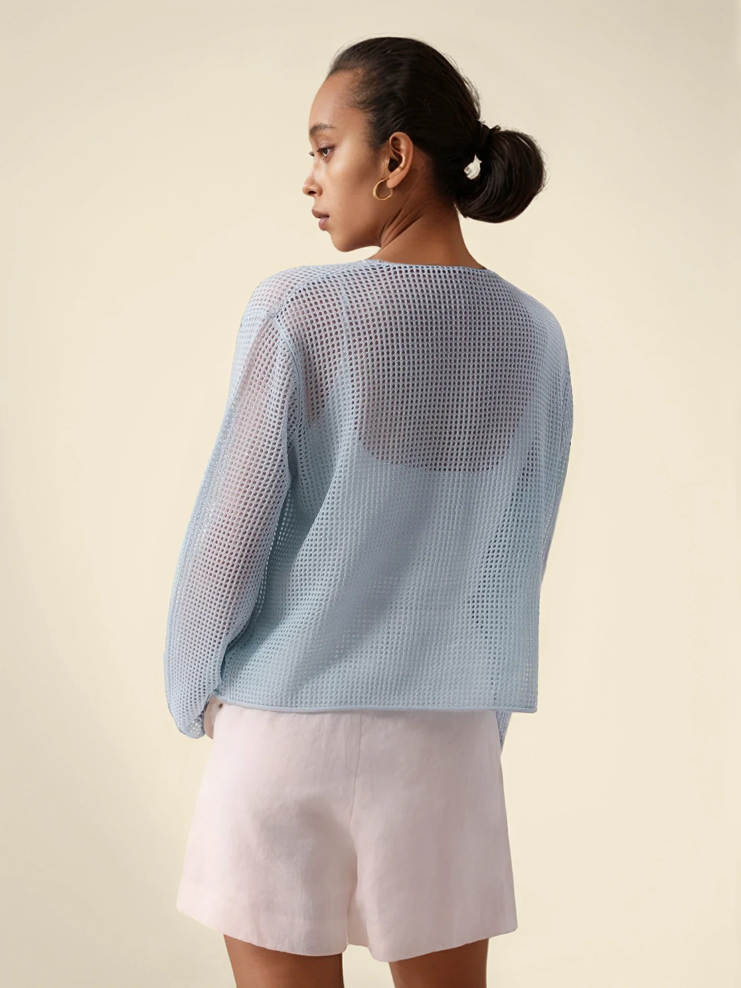 Lyocell & Linen V-Neck Long Sleeve Tie Cardigan