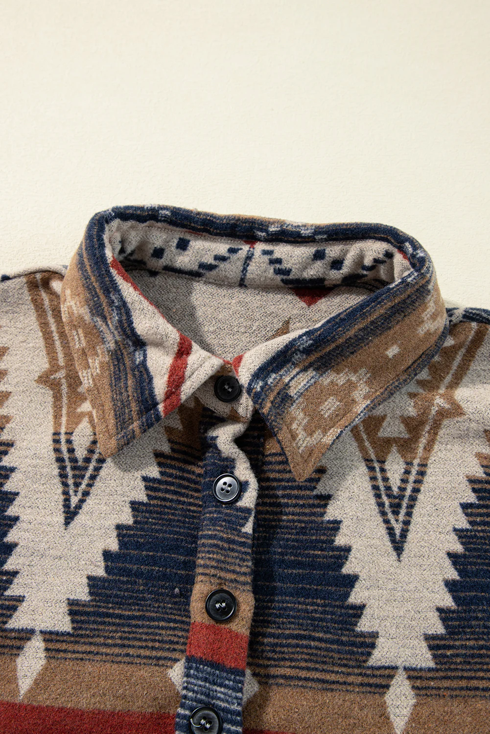 Western Aztec Collared Button-up Sweatshirt