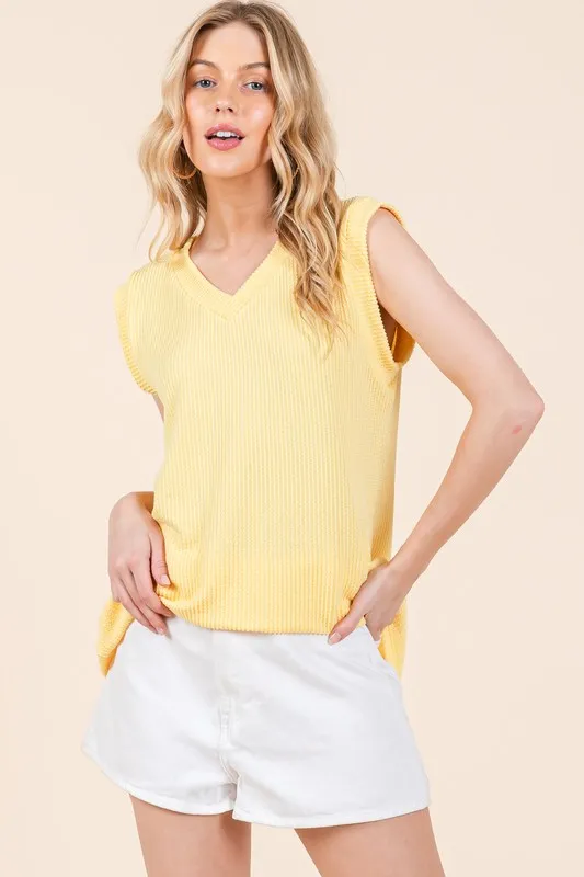 Rib Knit V-Neck Tank