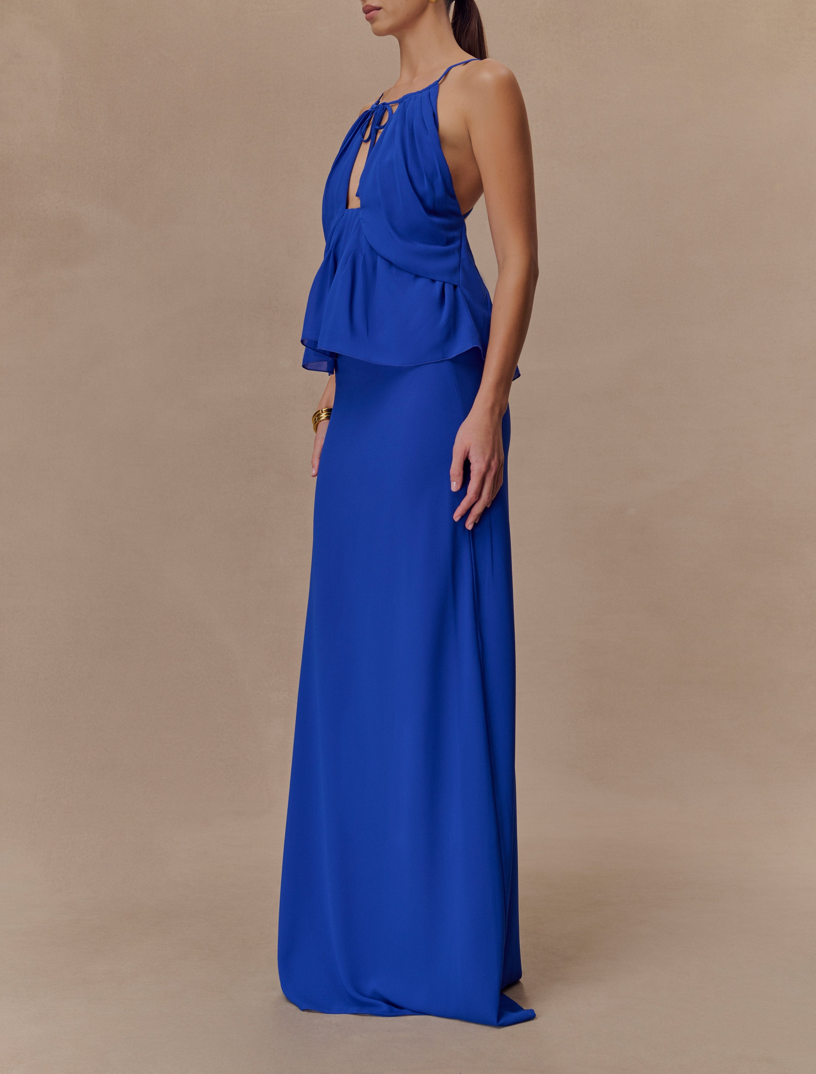 Blue Chiffon Maxi Skirt