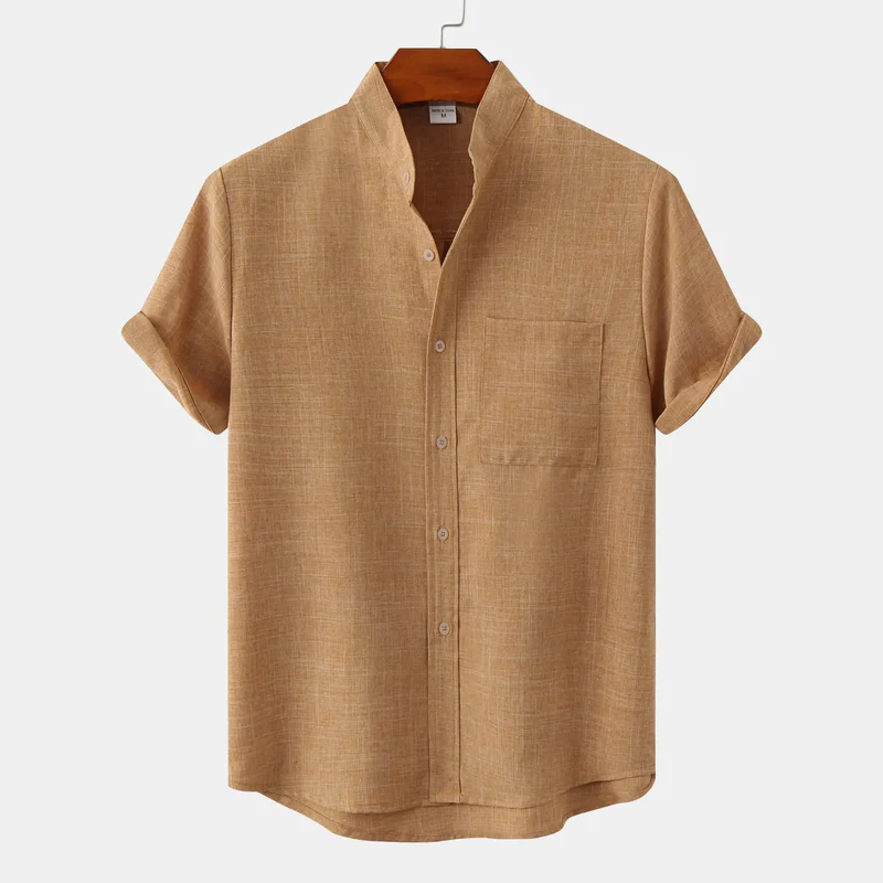 Heathered linen-blend shirt