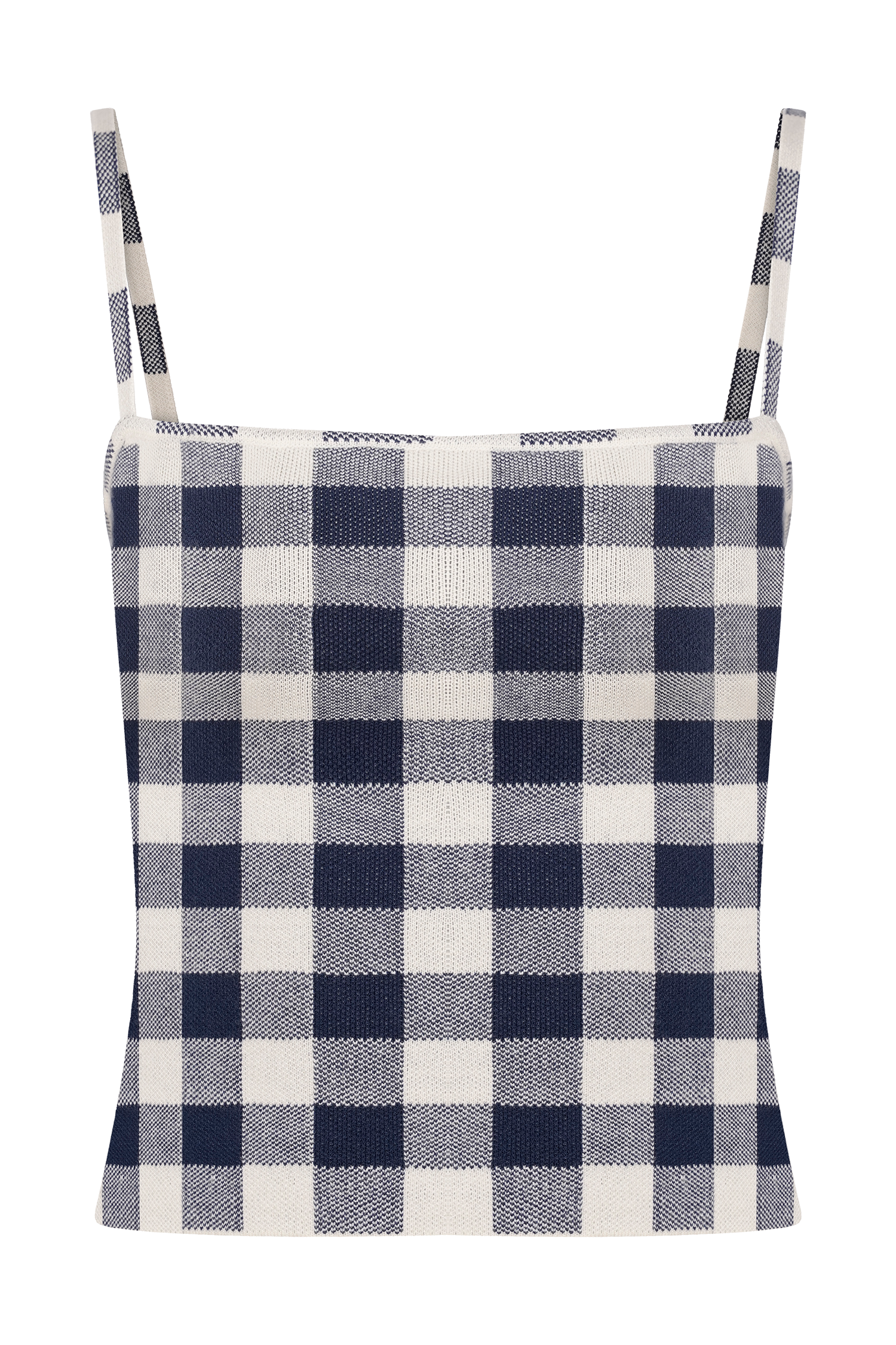 Gingham Sleeveless Knit Top