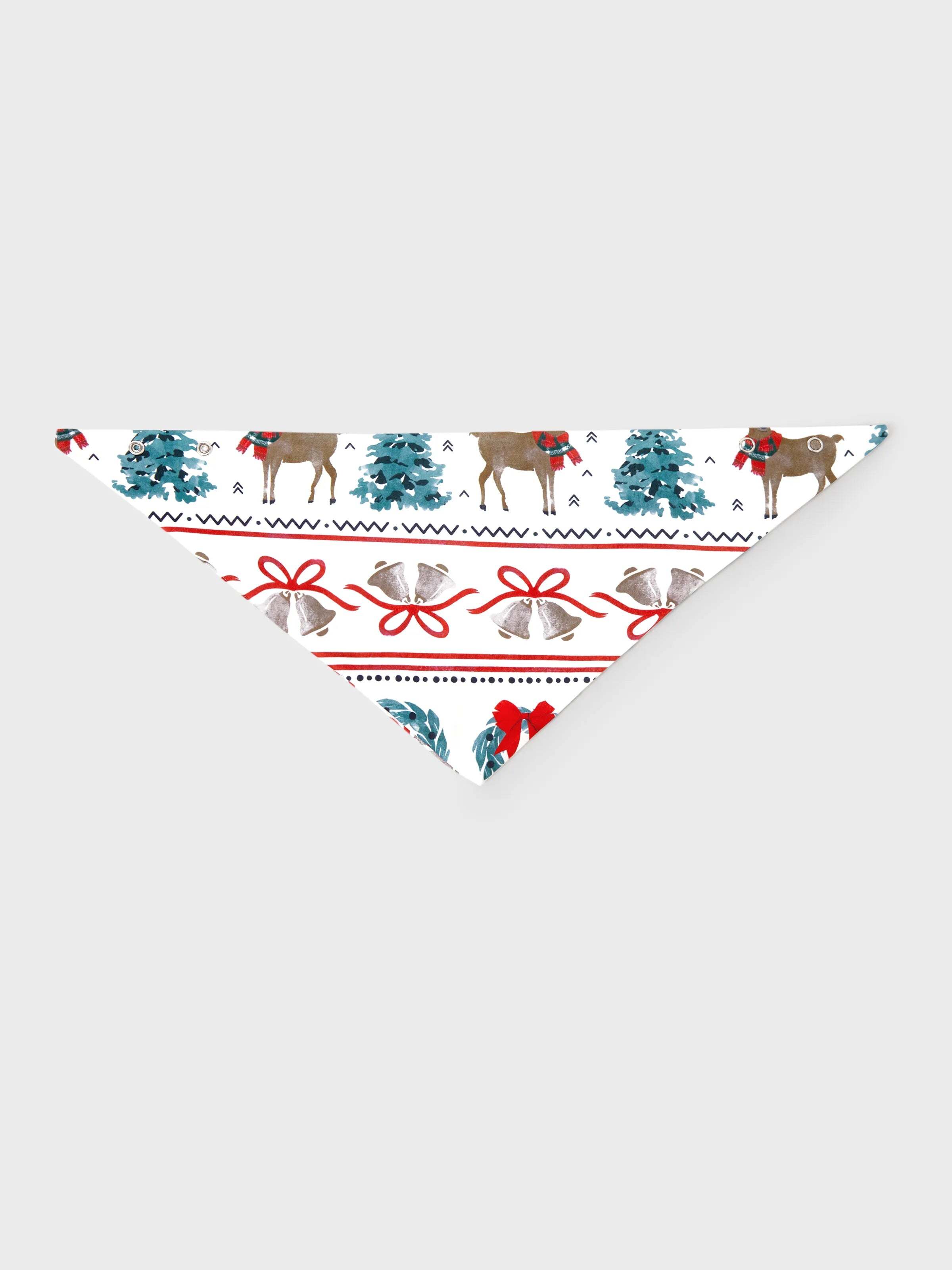 Christmas Matching Family Pajamas Set Christmas Elk and Bell Print Striped PJS with Christmas Socks White