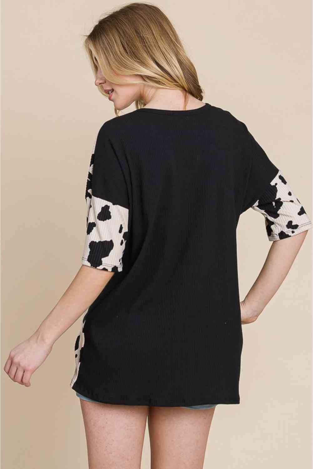 Rodeo Love Ribbed Animal Contrast Tee