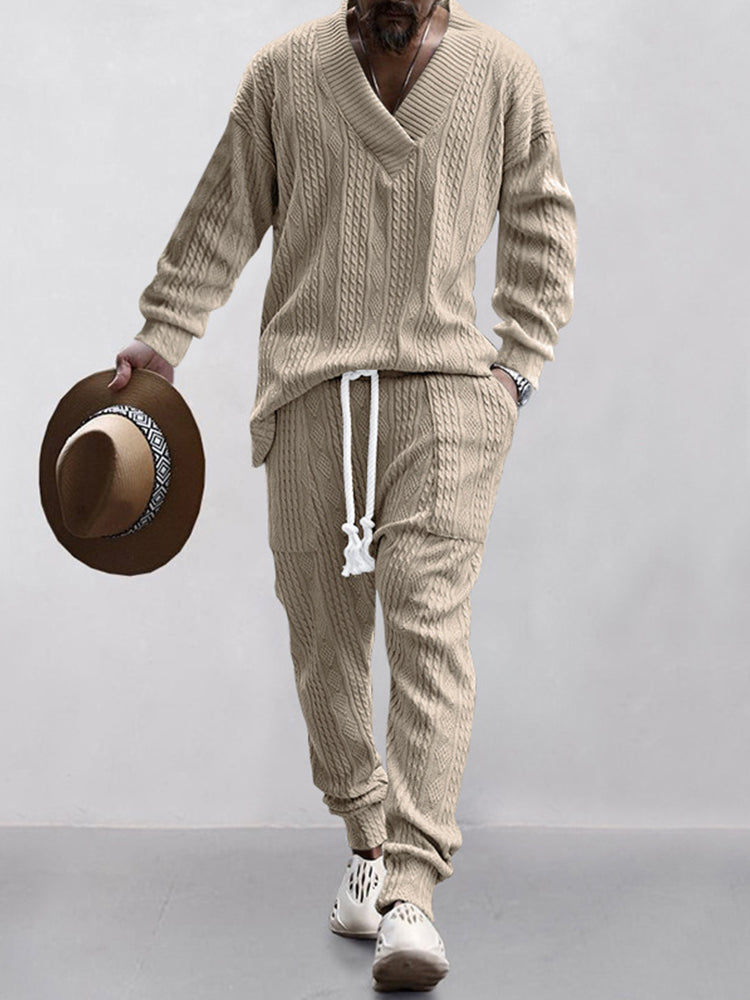 Man's Athleisure Cable Jacquard Set