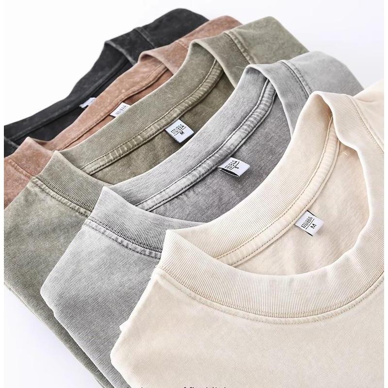 1/4 Pack Oversized Tshirts for Men Gym Vintage Heavyweight T Shirts Cotton Workout Acid Wash Baggy Tees-T
