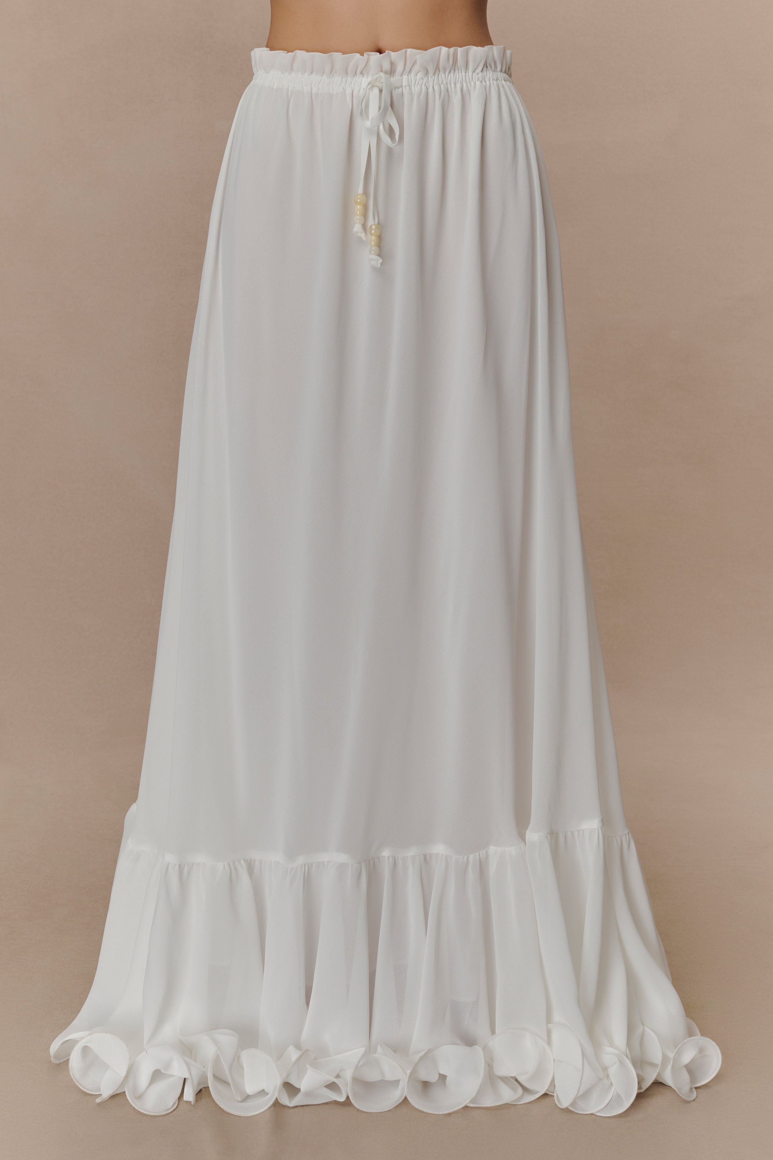 Ivory Chiffon Maxi Skirt