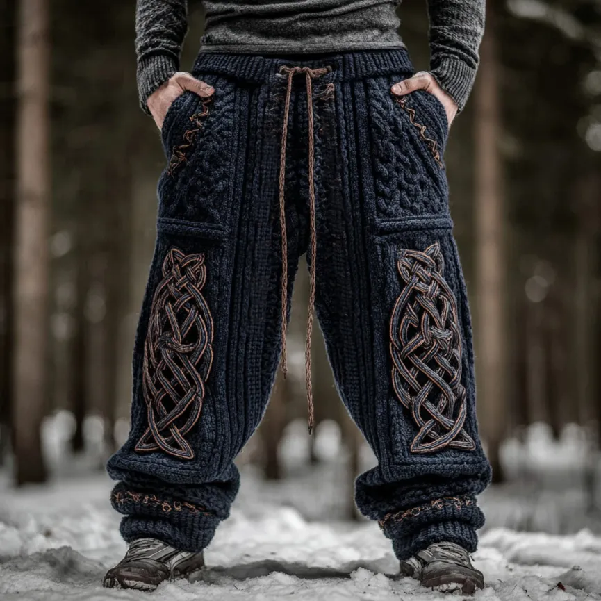 Men's Viking Tribal Celtic Knot Pattern Art Knit Pants