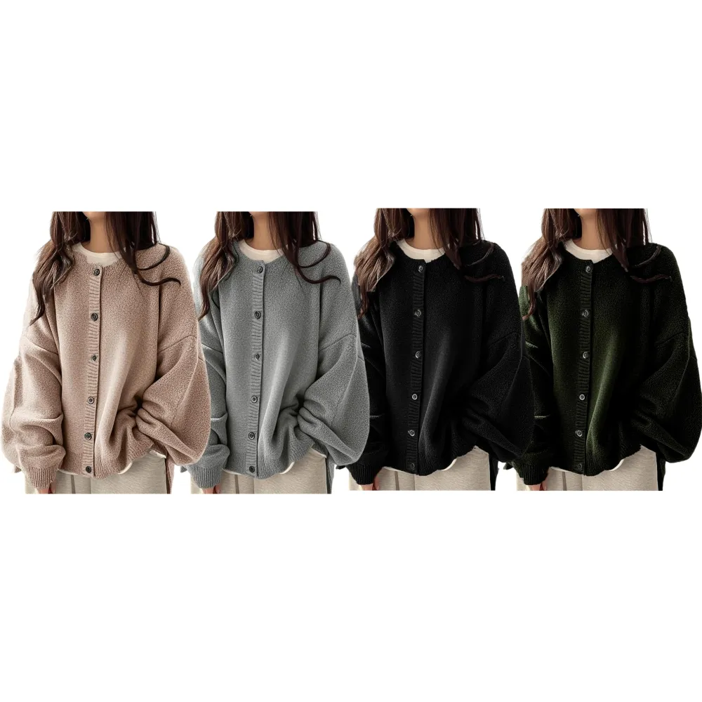 Women's Plain Button Front Knit Cardigan
