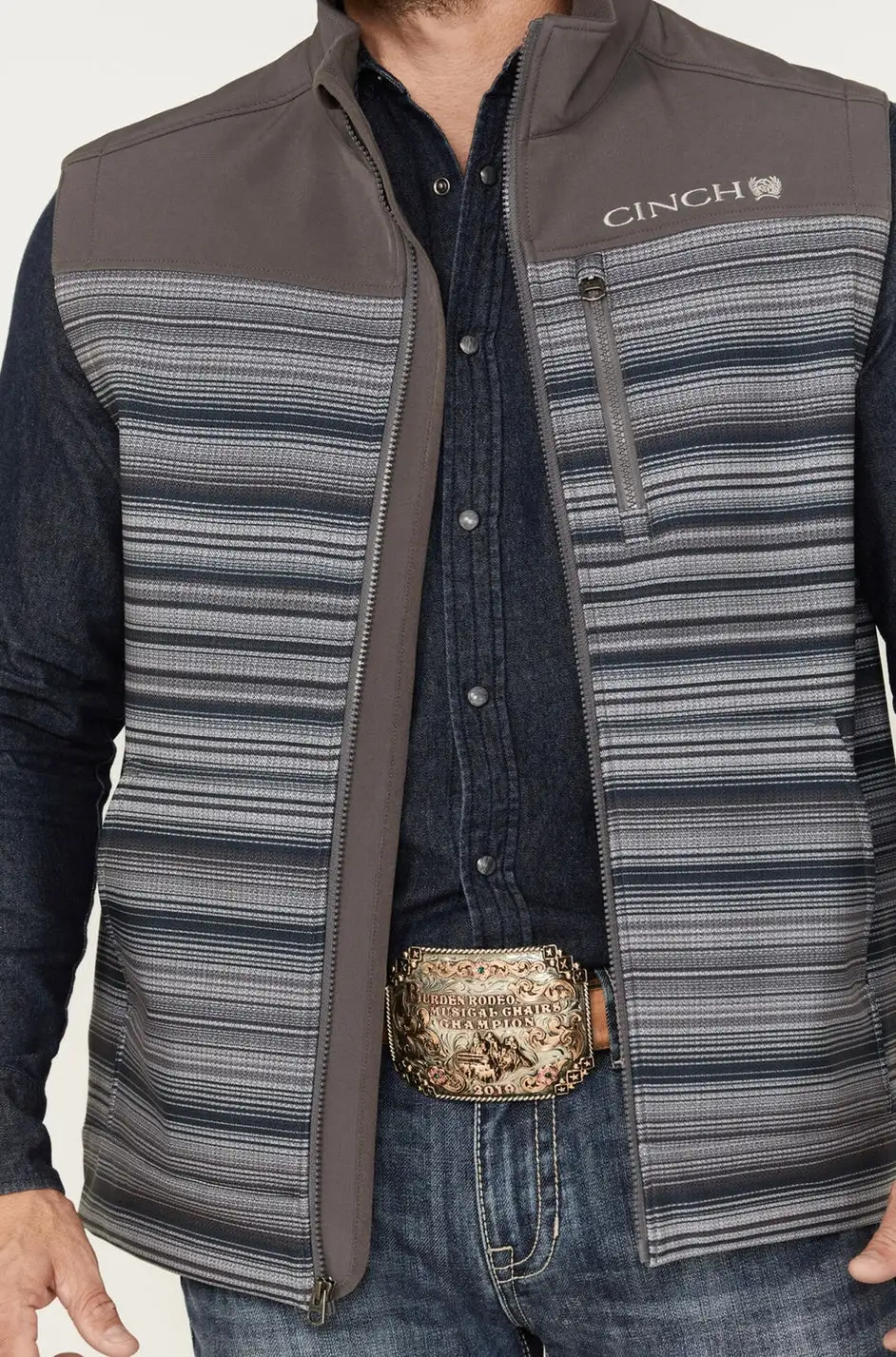 Cinch Men’s Grey Striped Vest