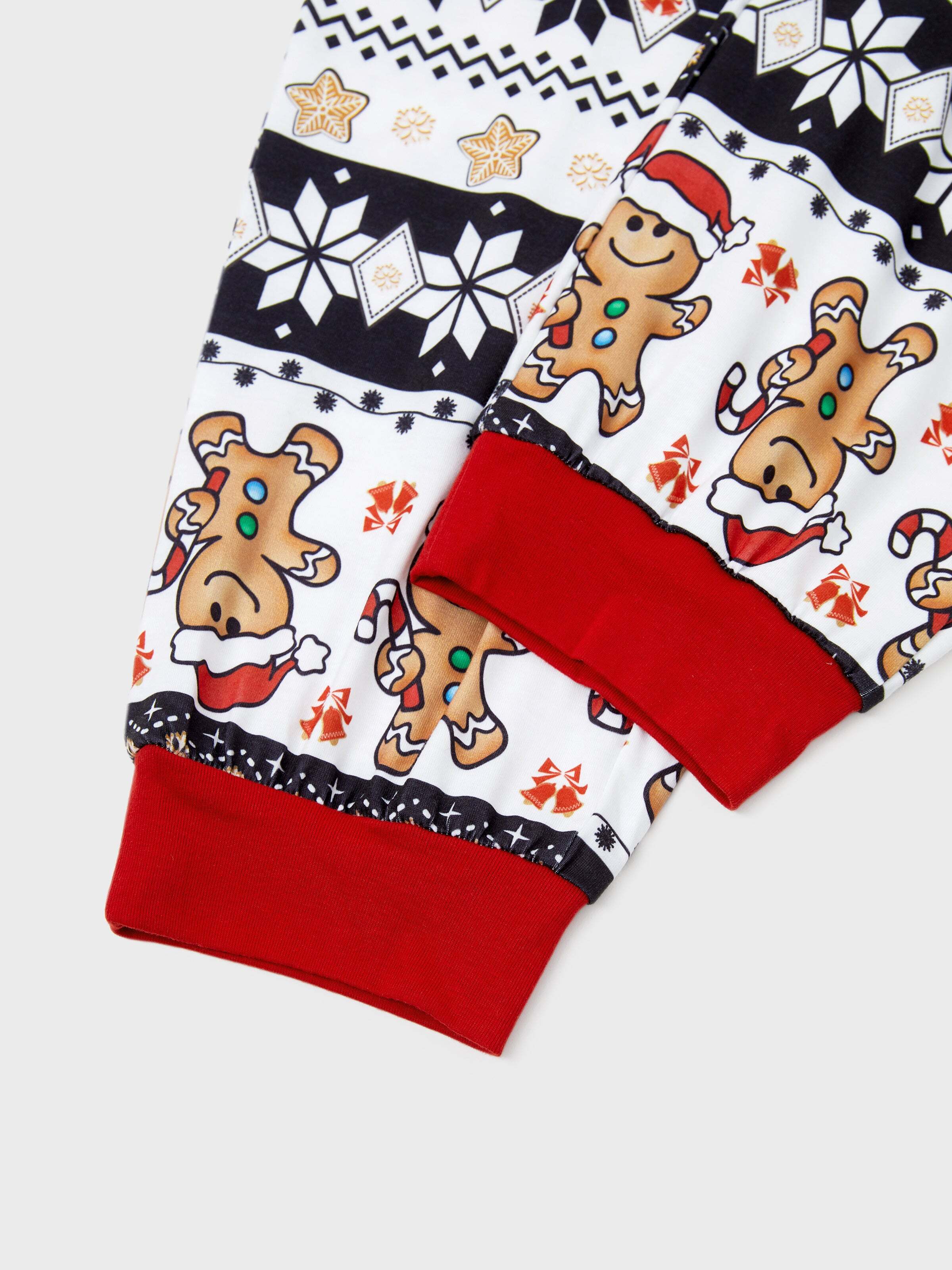 Christmas Family Matching Raglan Sleeves Gingerbread Man Pajamas Sets with Drawstring and Pockets with Christmas Socks red/black