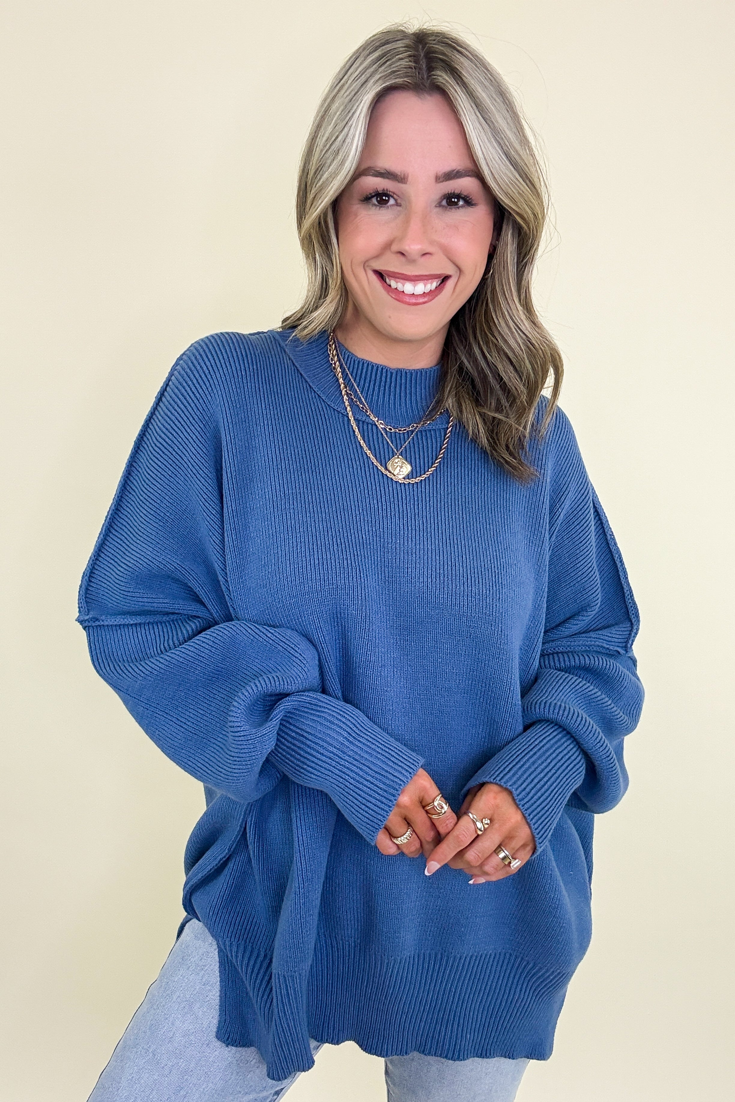 Simple Street Side Slit Oversized Sweater - BACK IN STOCK