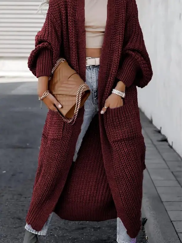 Women's Long Knit Cardigan with Pockets