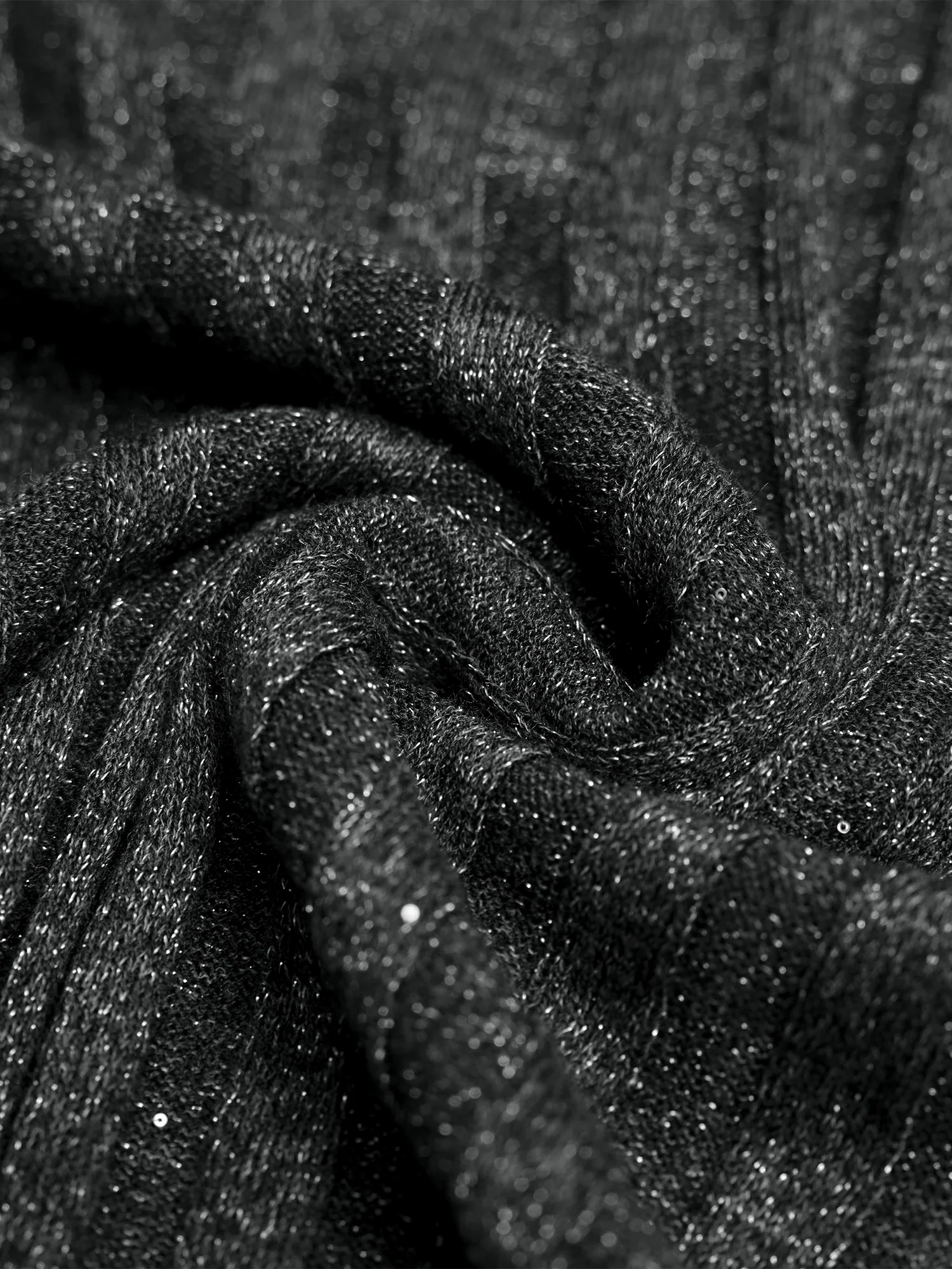 Wool V-Neck Long-Sleeved Sequin Knitted Cardigan