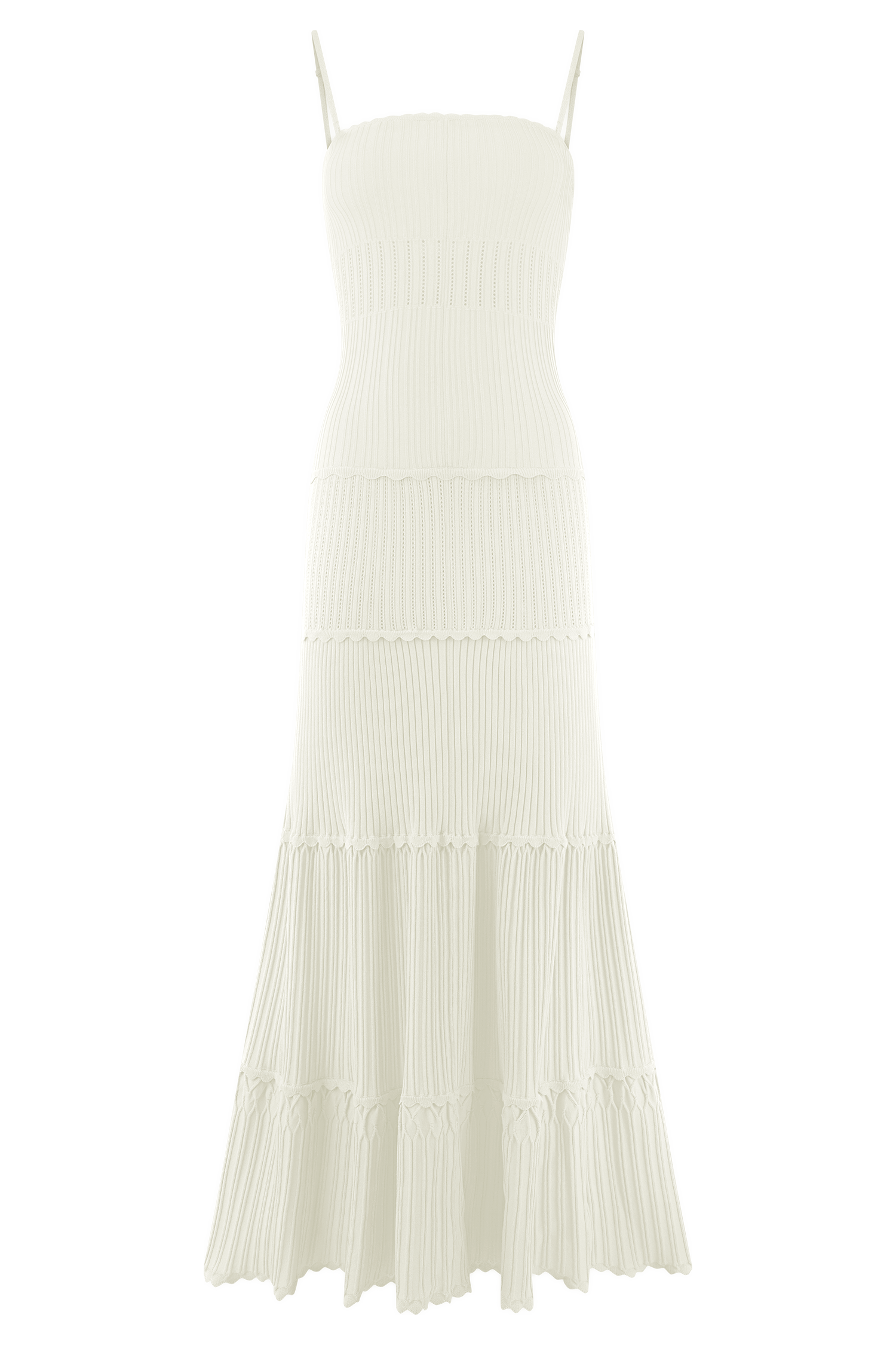 Ivory Pointelle Knit Maxi Dress