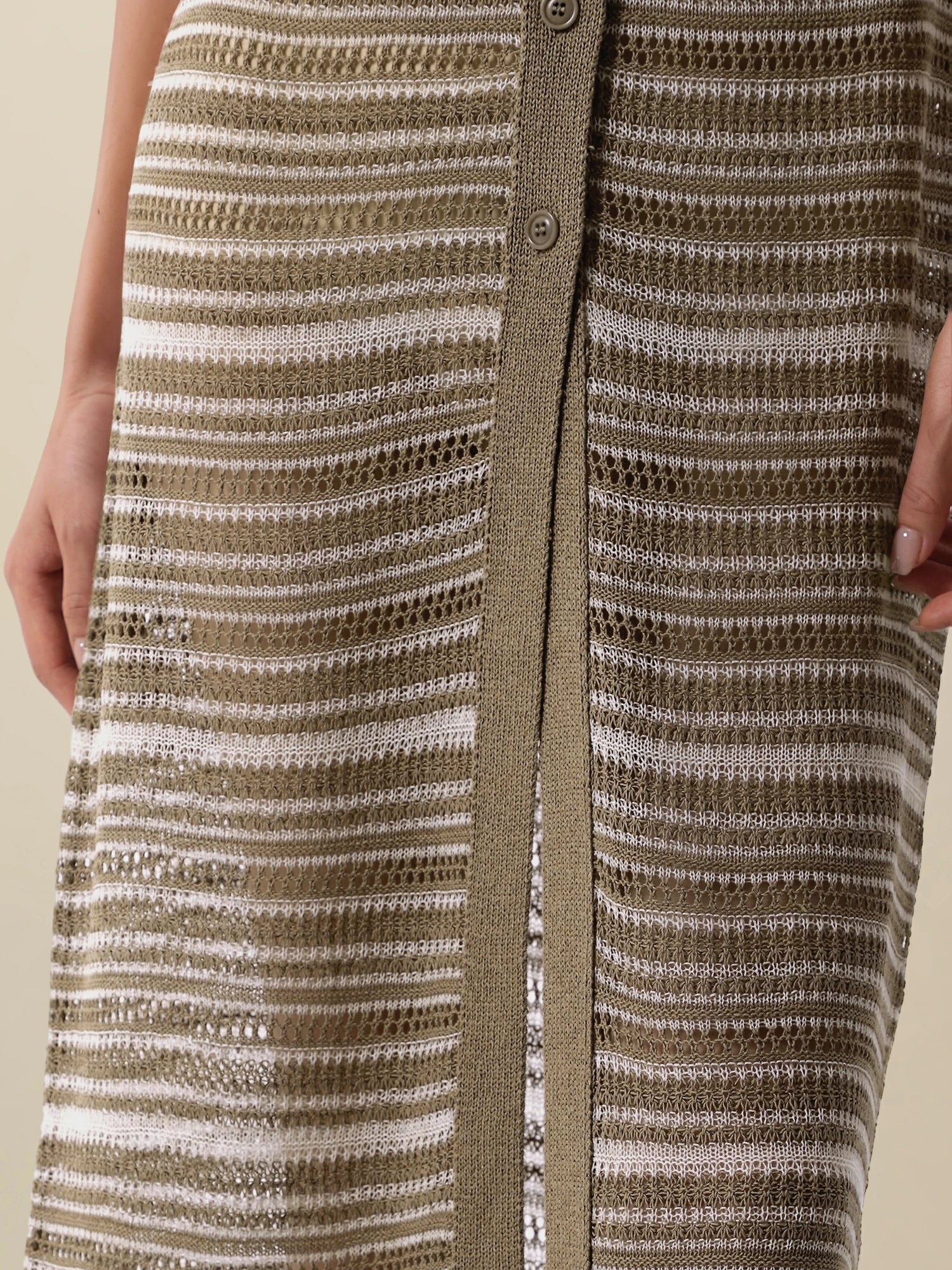 Lyocell V-Neck Sleeveless Striped Dress