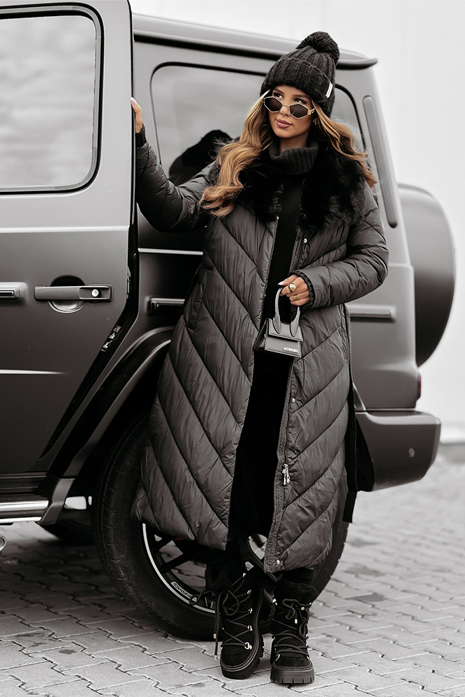 Fury collar down long jacket