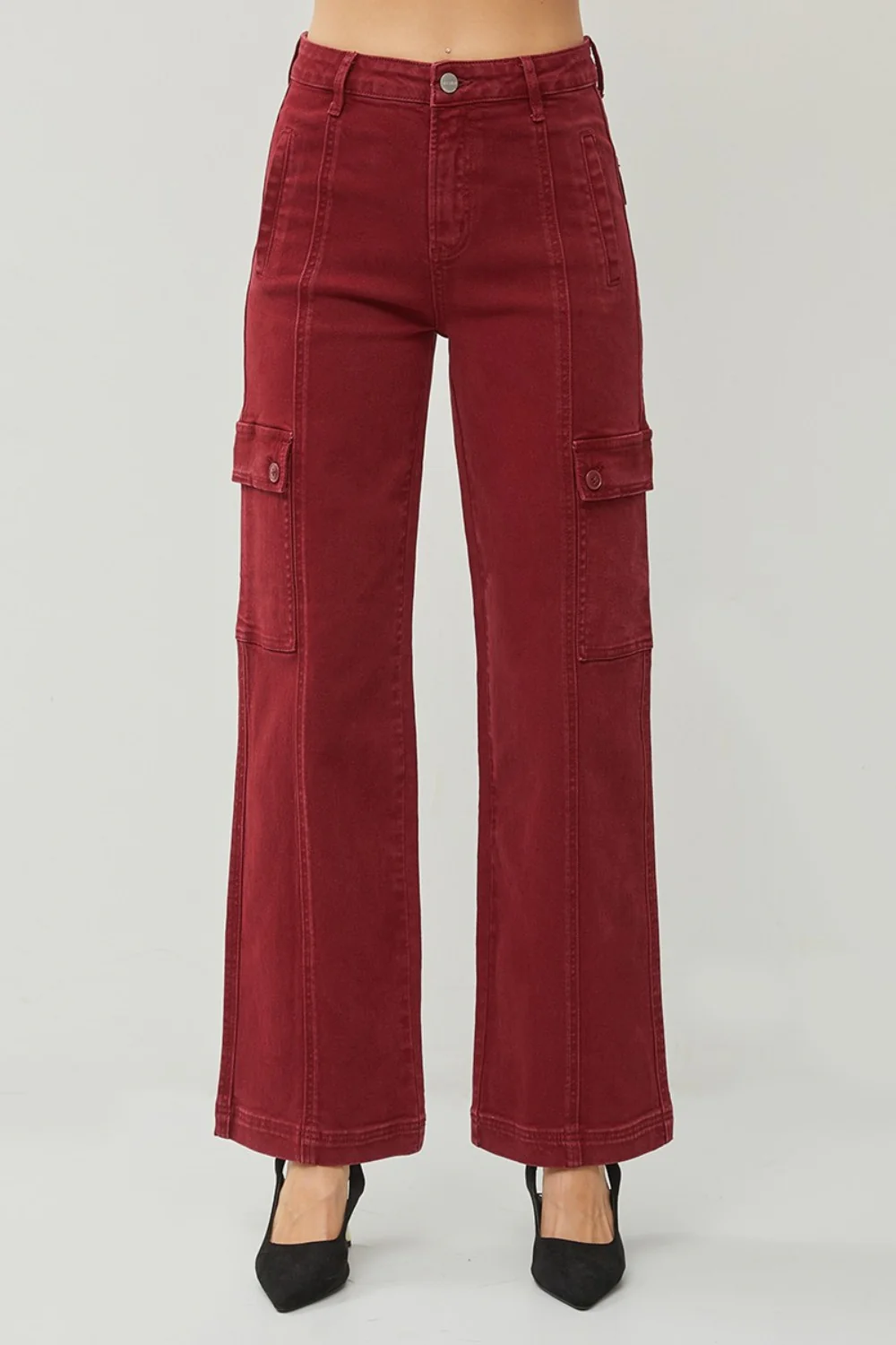 Full Size High Rise Wide Leg Cargo Jeans