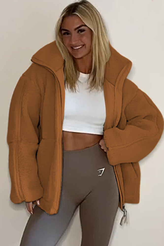 Women's solid color warm fleece jacket