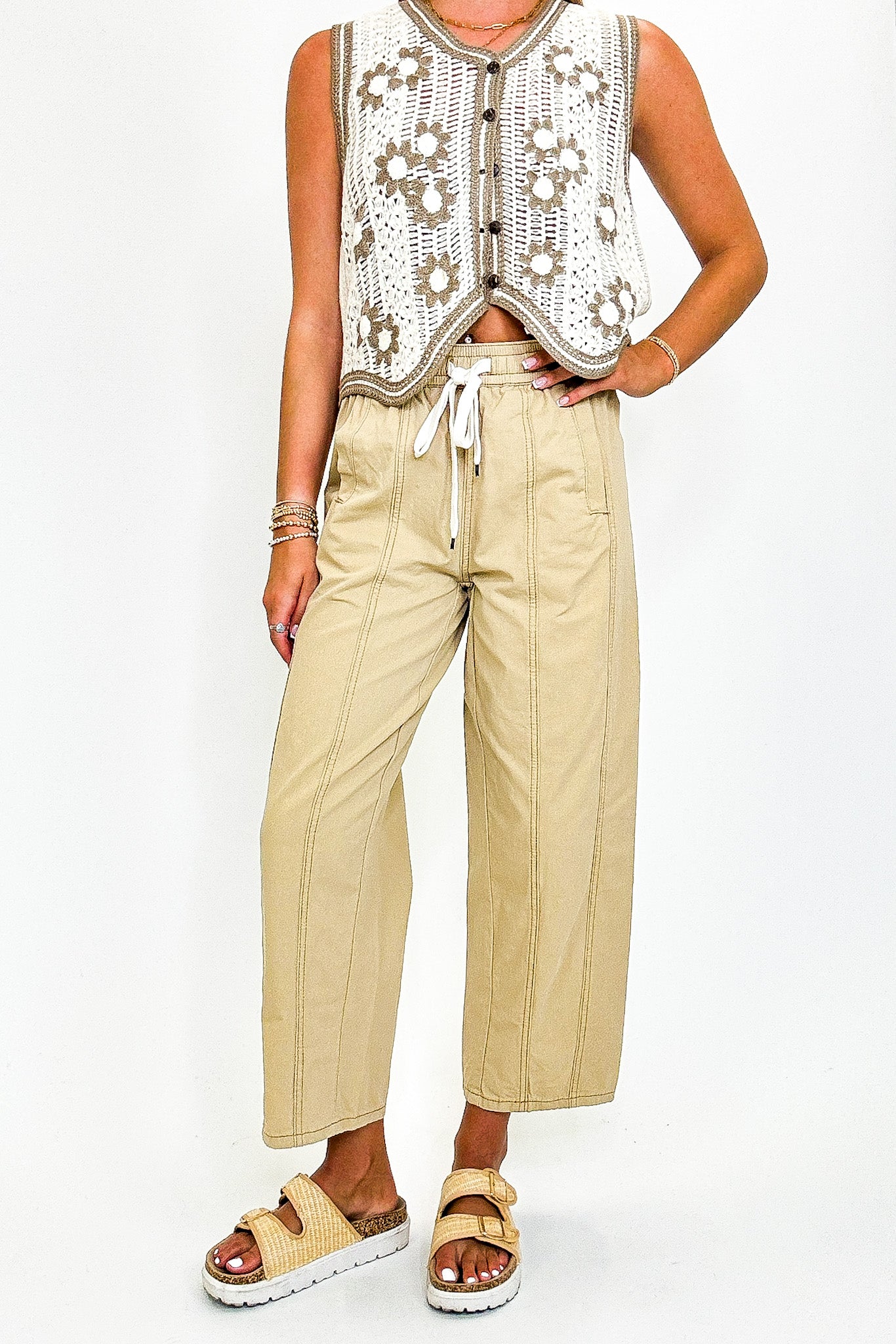 Knotline Tie Waist Elastic Pants