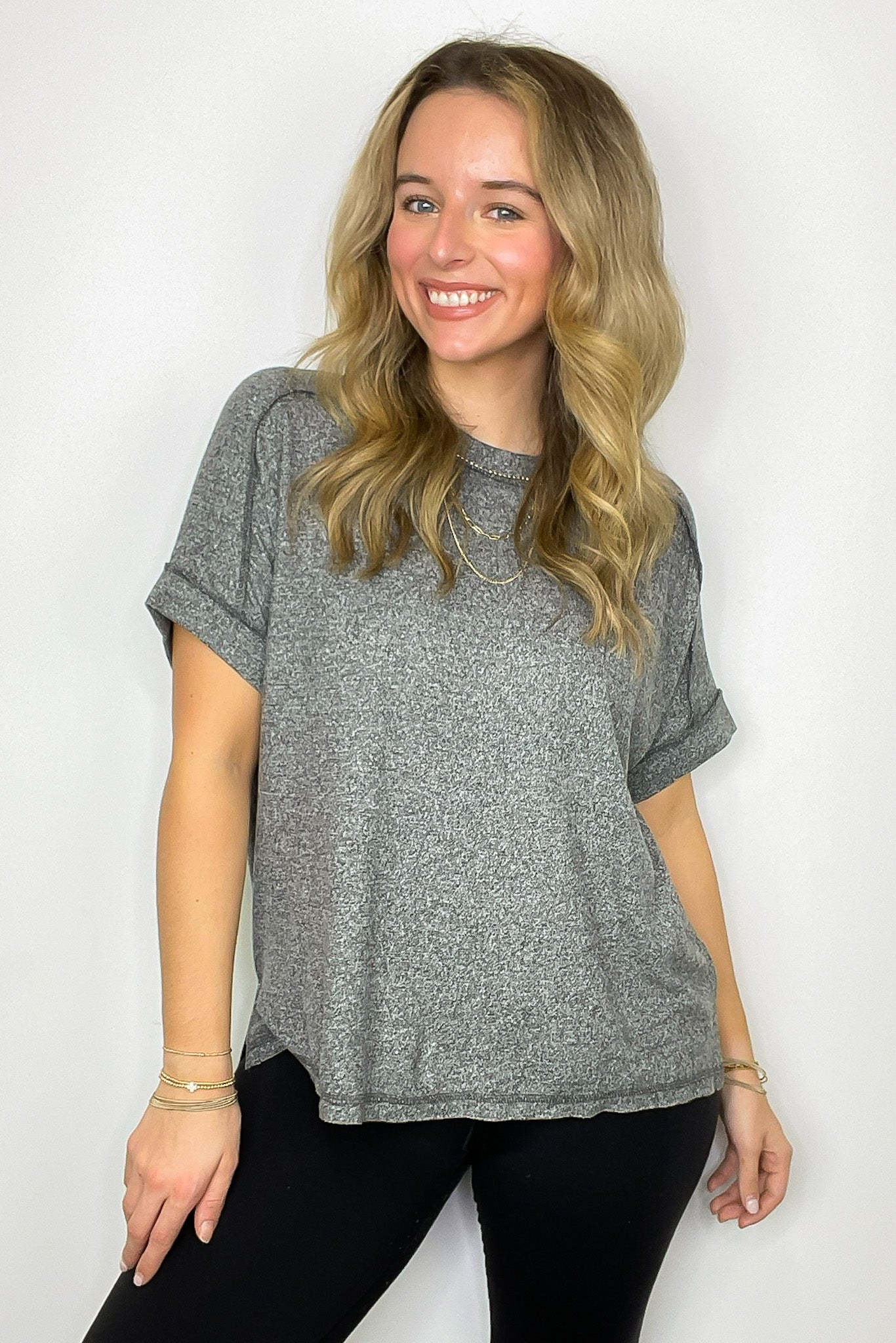 Sunday Muse Melange High Low Tee