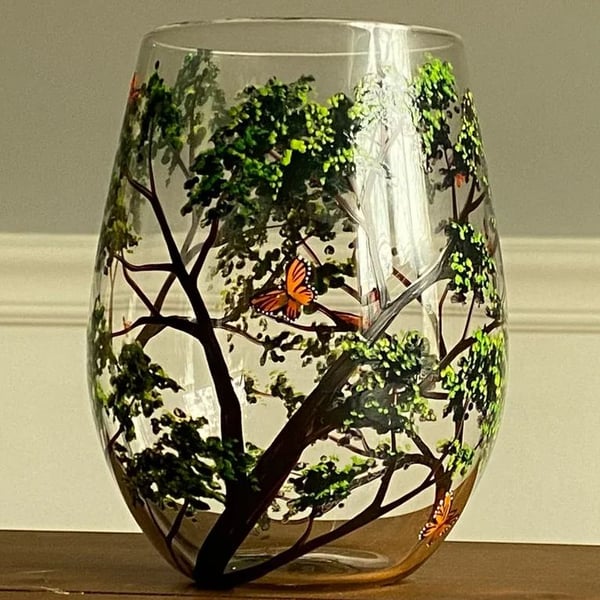 Hand Painted Art - Four Seasons Tree Wine Glasses