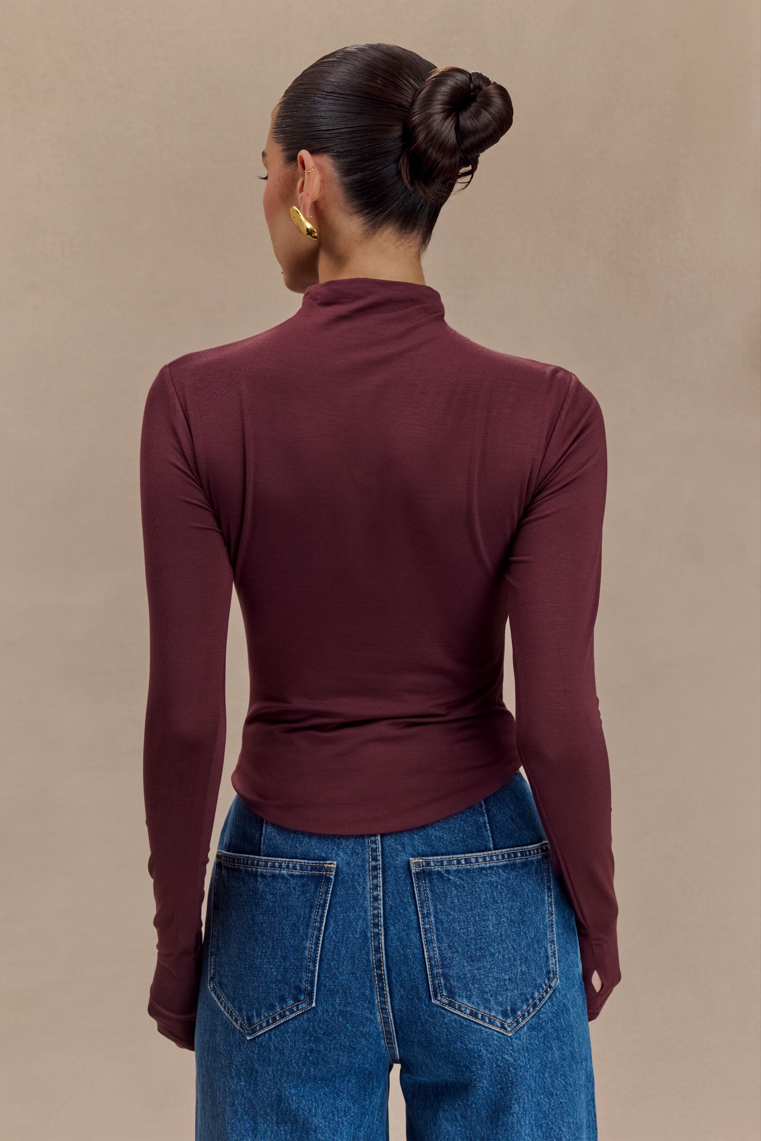 Mahogany Modal Long Sleeve High Neck Top