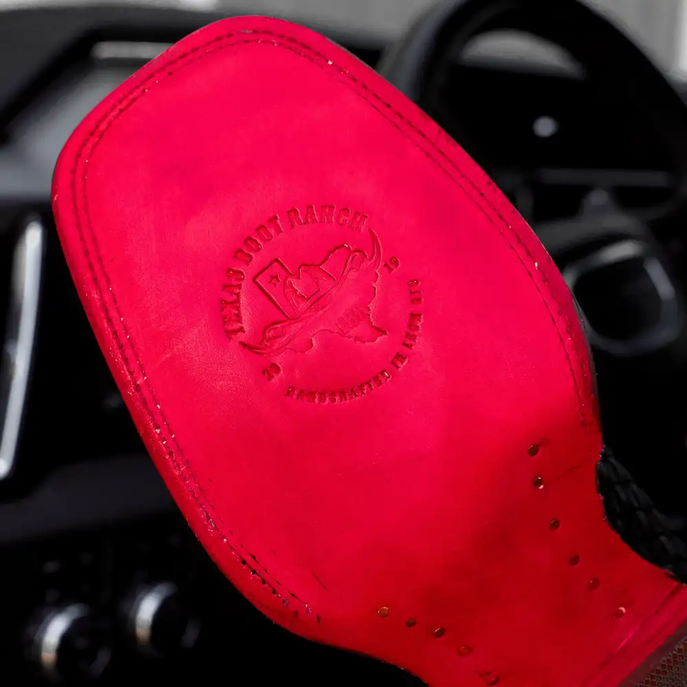 Black Basketweave Leather Boots - Square Toe