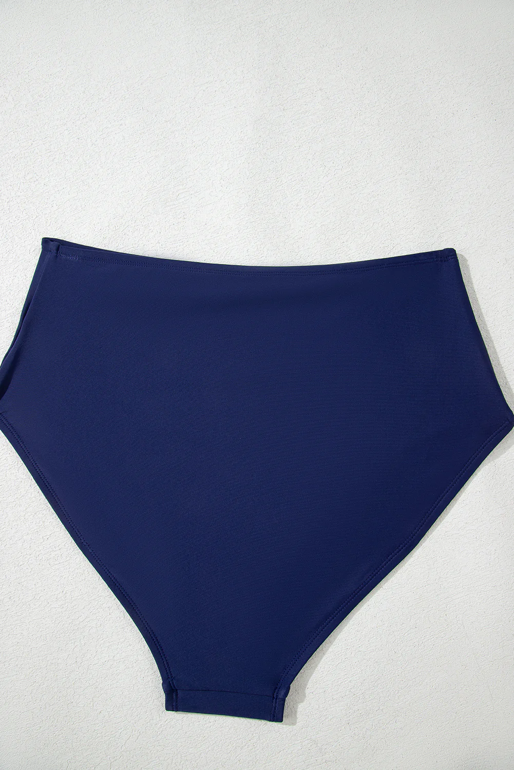 Navy Blue Abstract Print Frilled Trim Spaghetti Straps Tankini Set