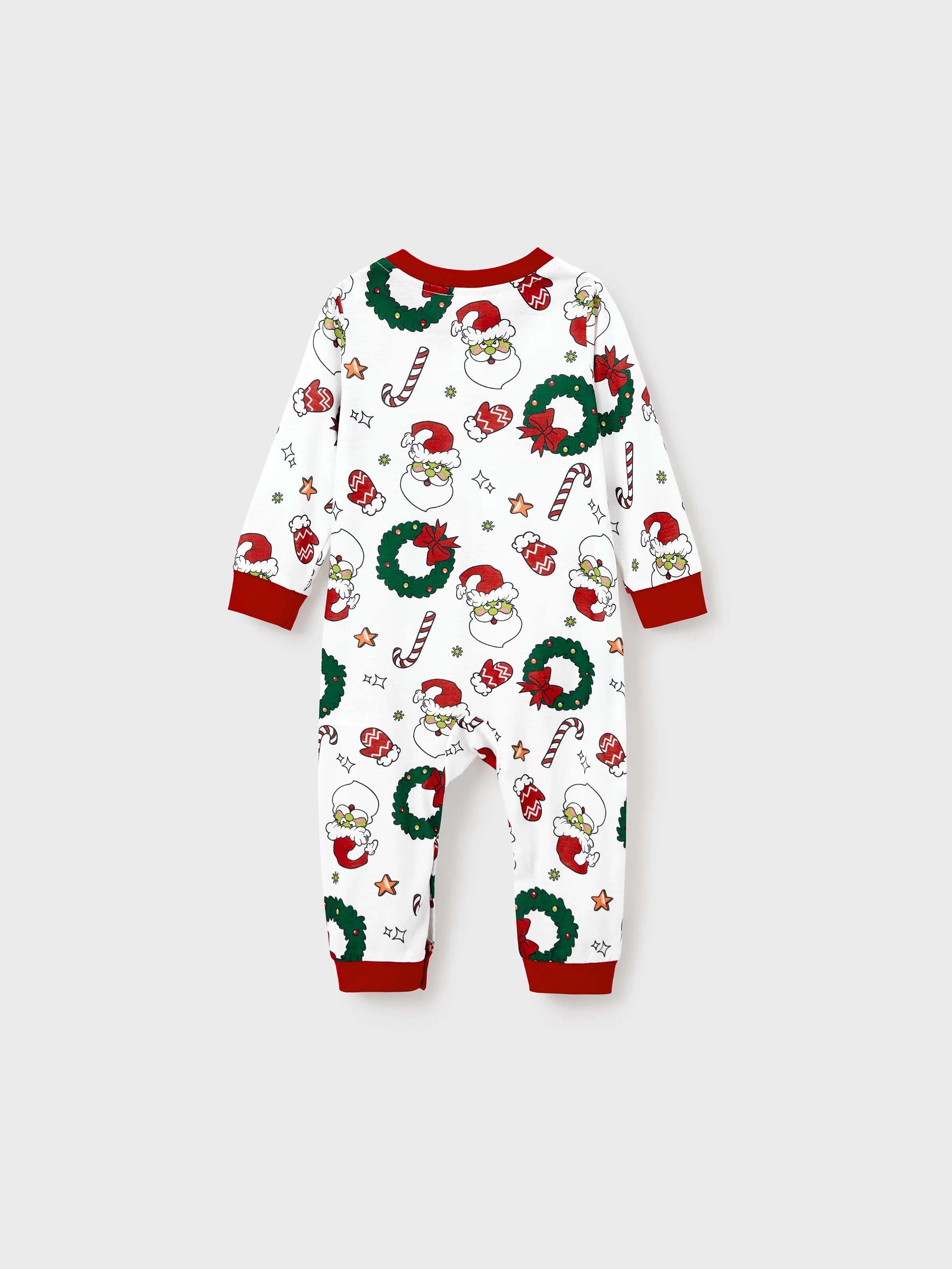 Christmas Matching Family Pajamas Set Christmas Grinch-themed Print PJS with Christmas Socks Red