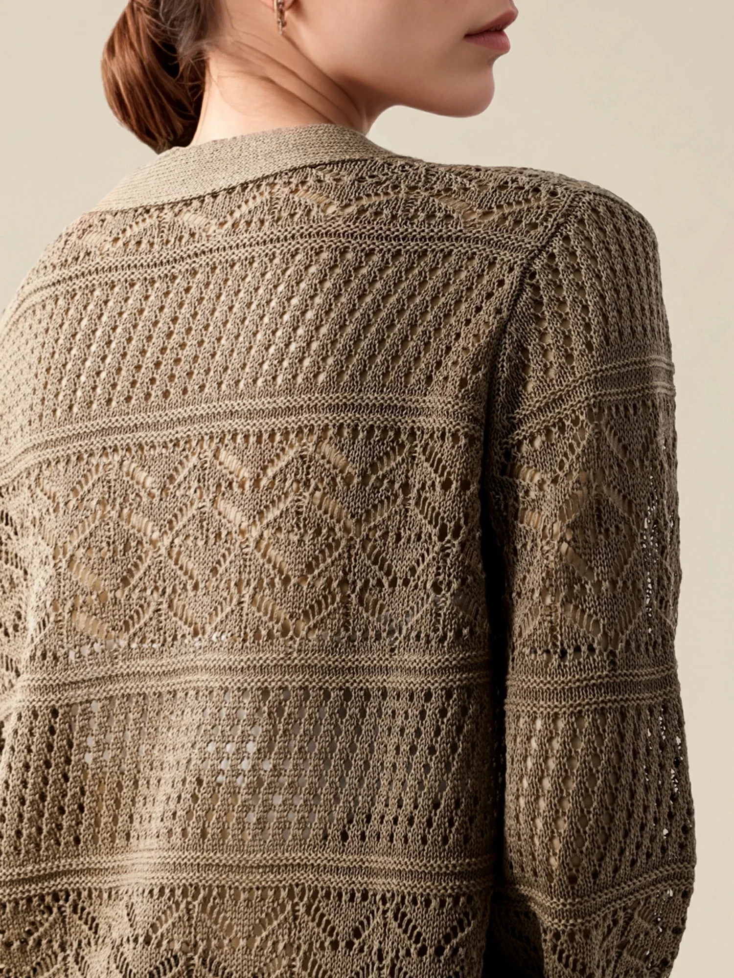 Lyocell & Silk V-Neck Flare-Sleeve Cardigan