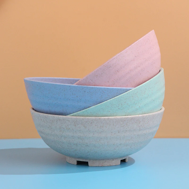 4PC Ribbed Wheat Straw Bowls