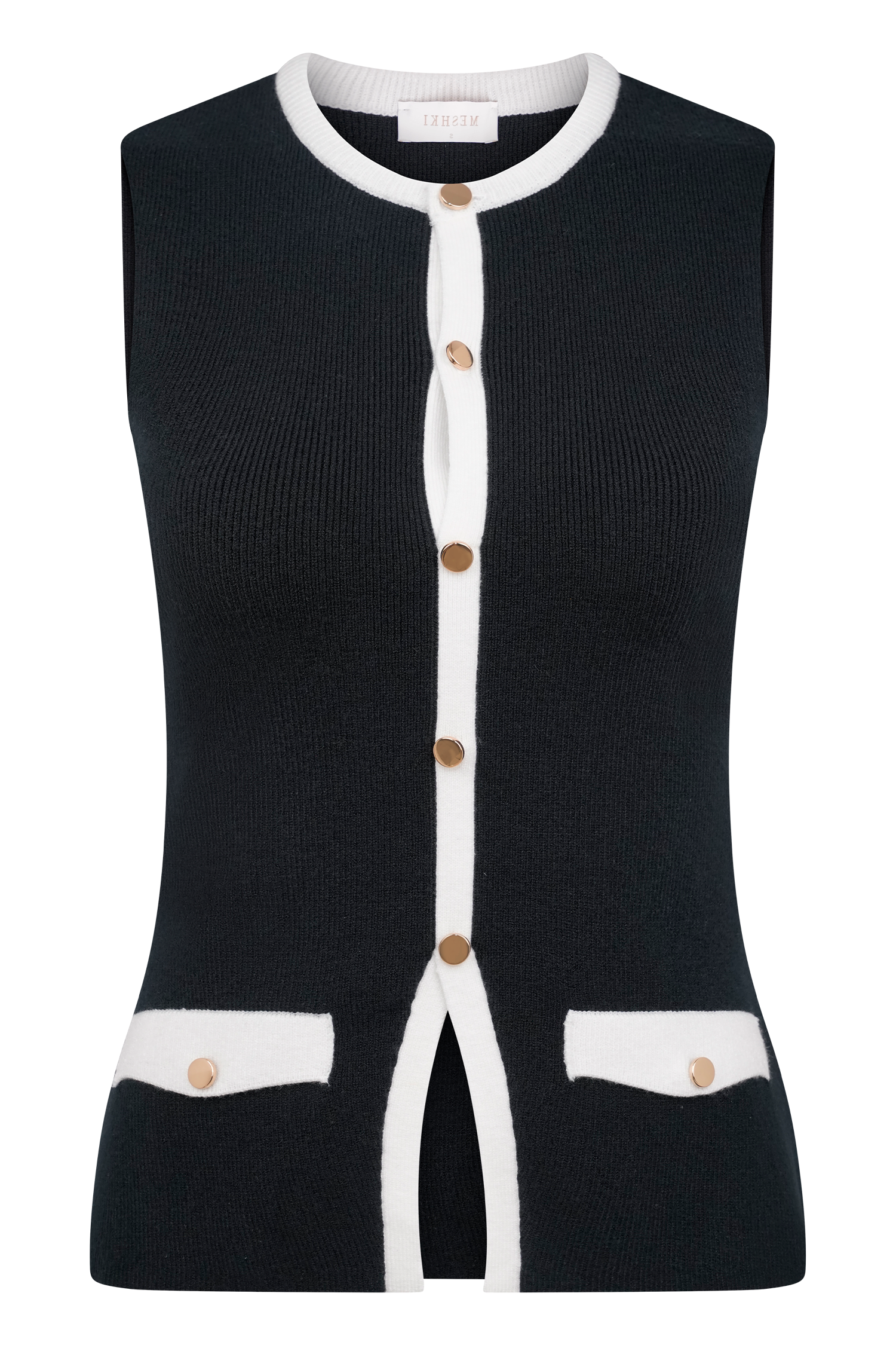 Black/white Contrast Knit Top