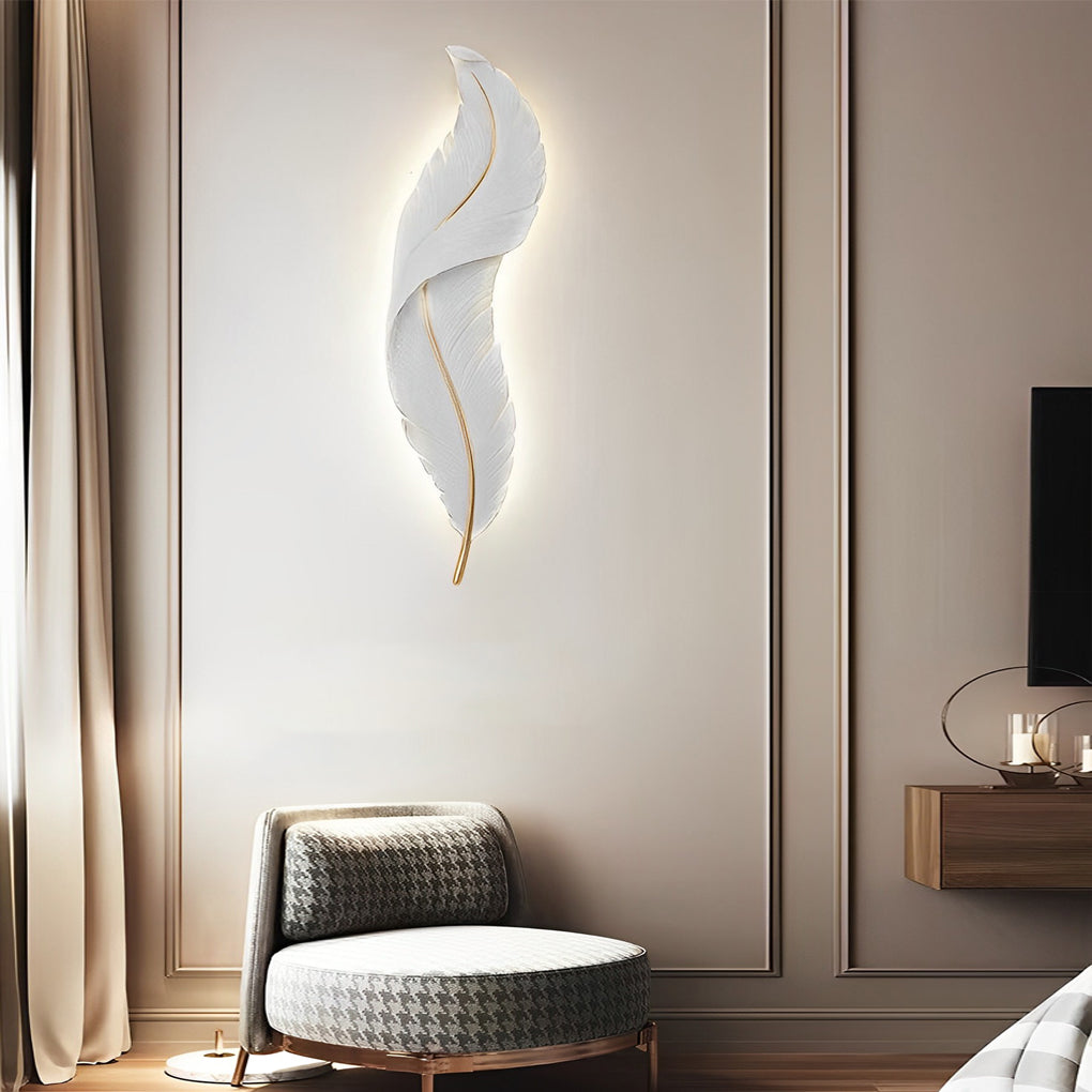 Creative Feathers LED White Luxury Modern Wall Lamp Wall Sconce Lighting