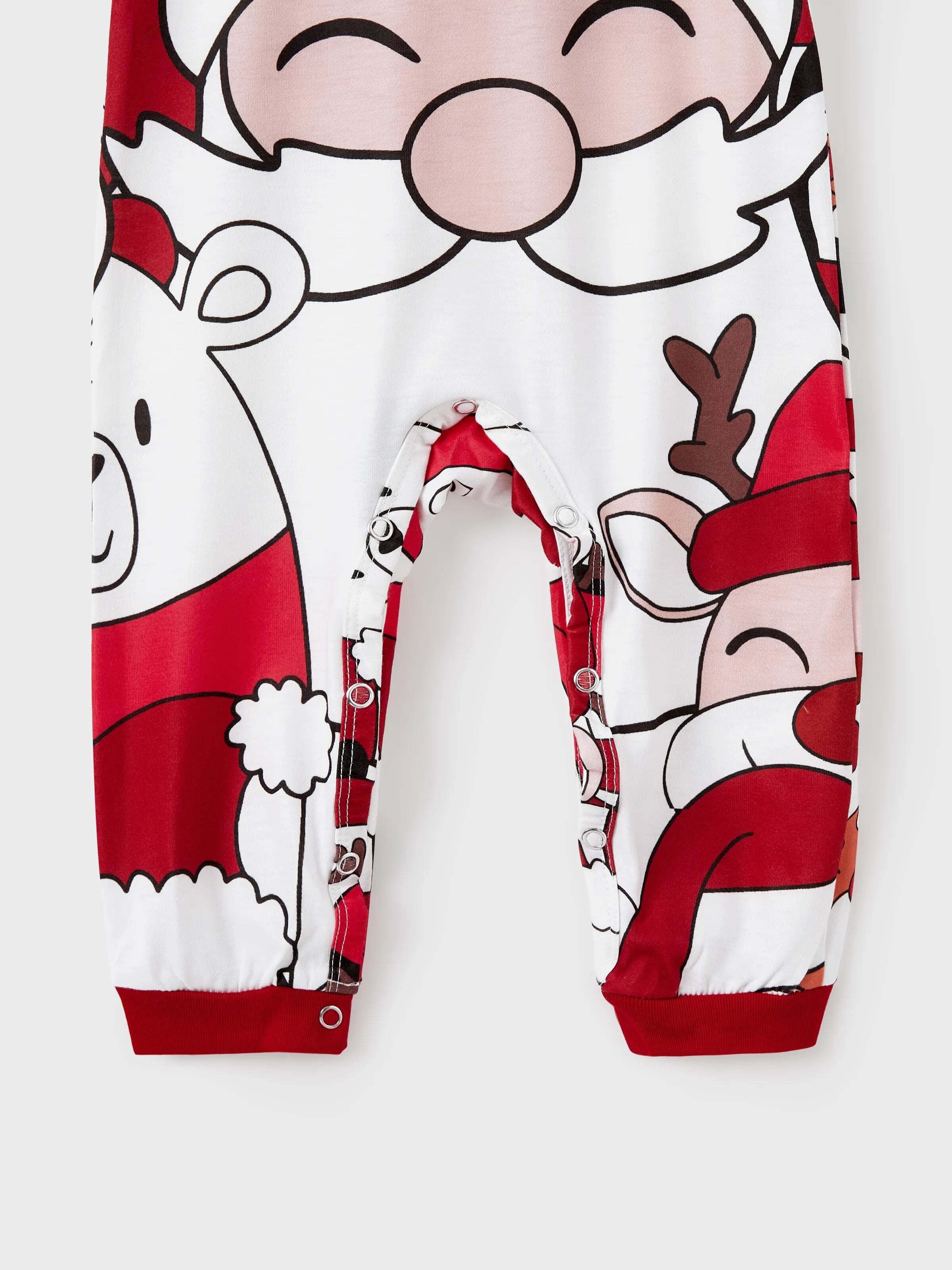 Christmas Santa and Snowman Print Family Matching Short-sleeve Tops and Shorts Pajamas Sets White