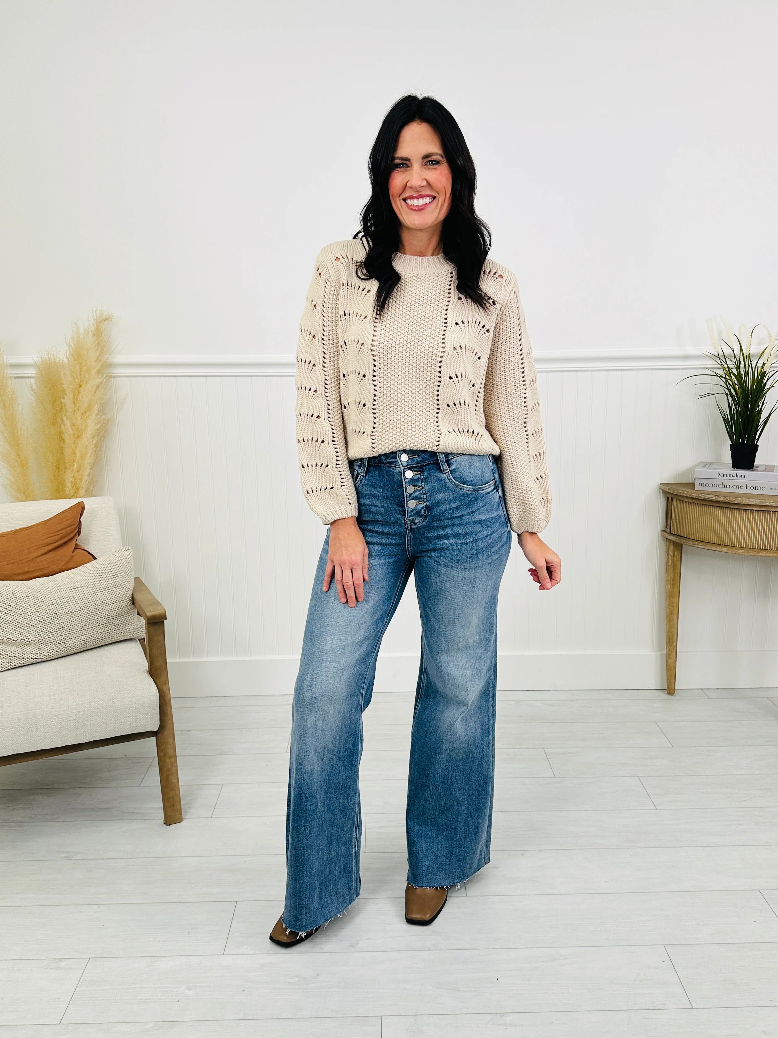 Push Your Buttons Tummy Control Wide Leg Jeans