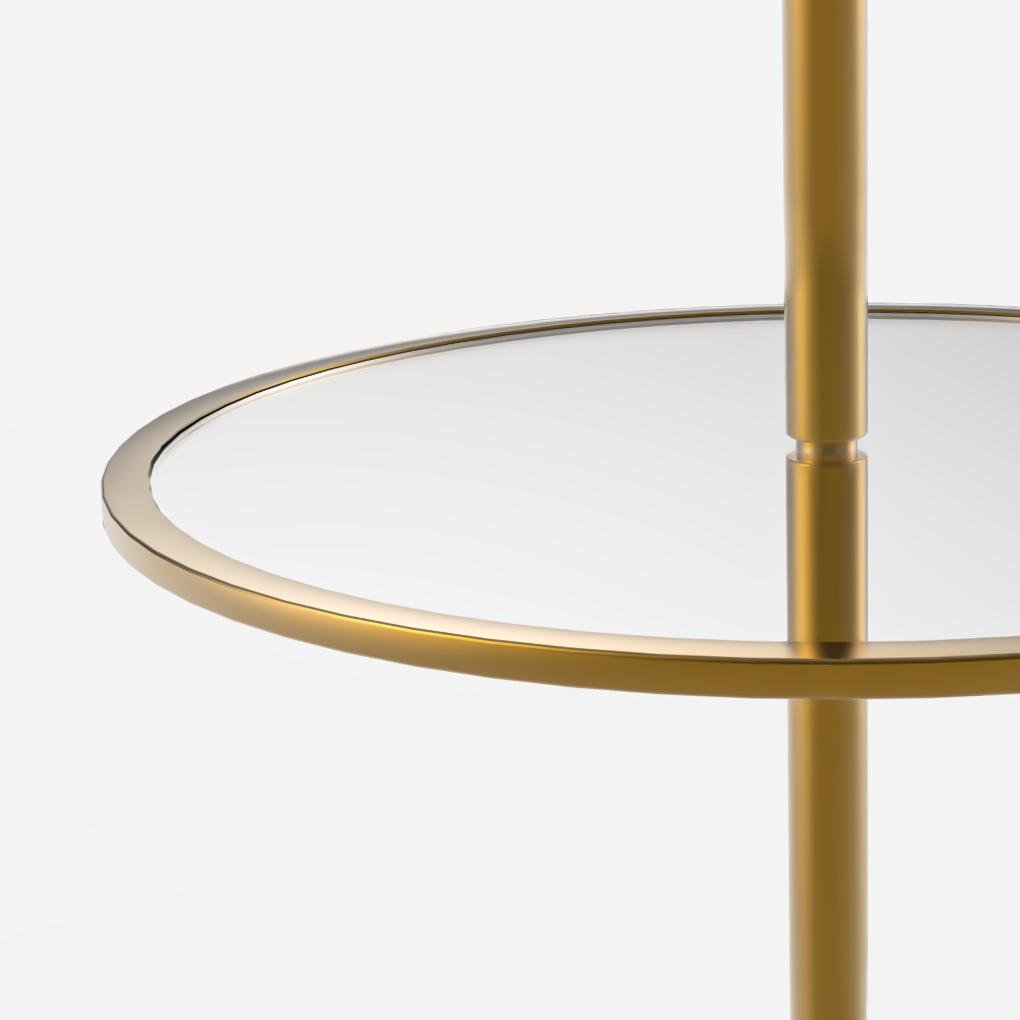 Modern Tall Brass Floor Lamp with Shelves