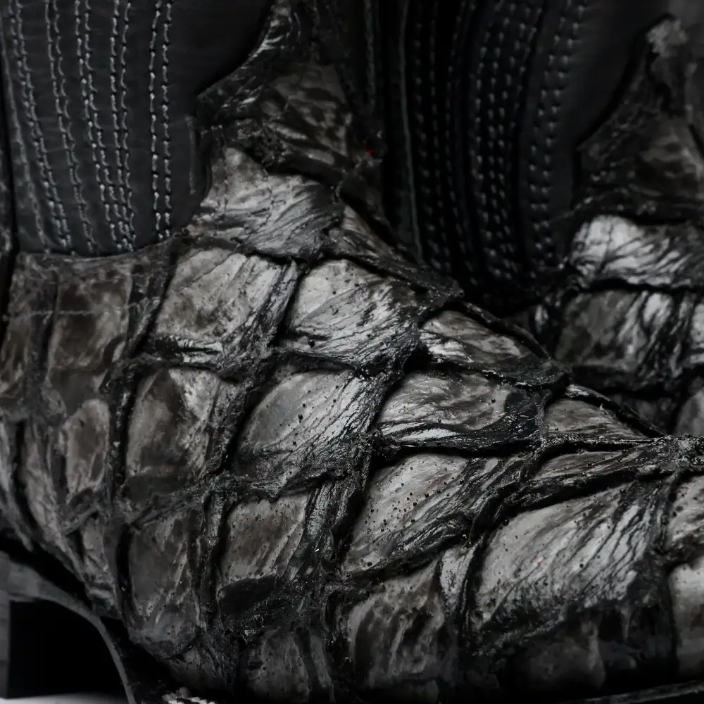 Grey Jumbo Pirarucu Leather Boots - Square Toe